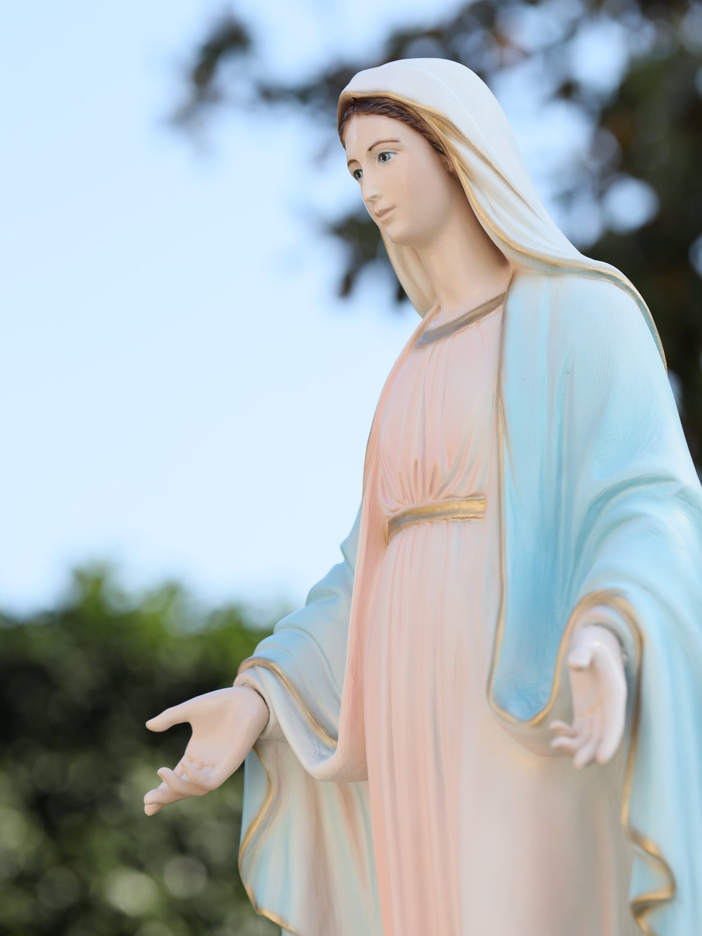 Estatua de Nuestra Señora de Gracia, estatua de polvo de mármol de la Virgen María, estatua de la Inmaculada Concepción, estatua de la Virgen María de 23 pulgadas, estatua del altar del hogar