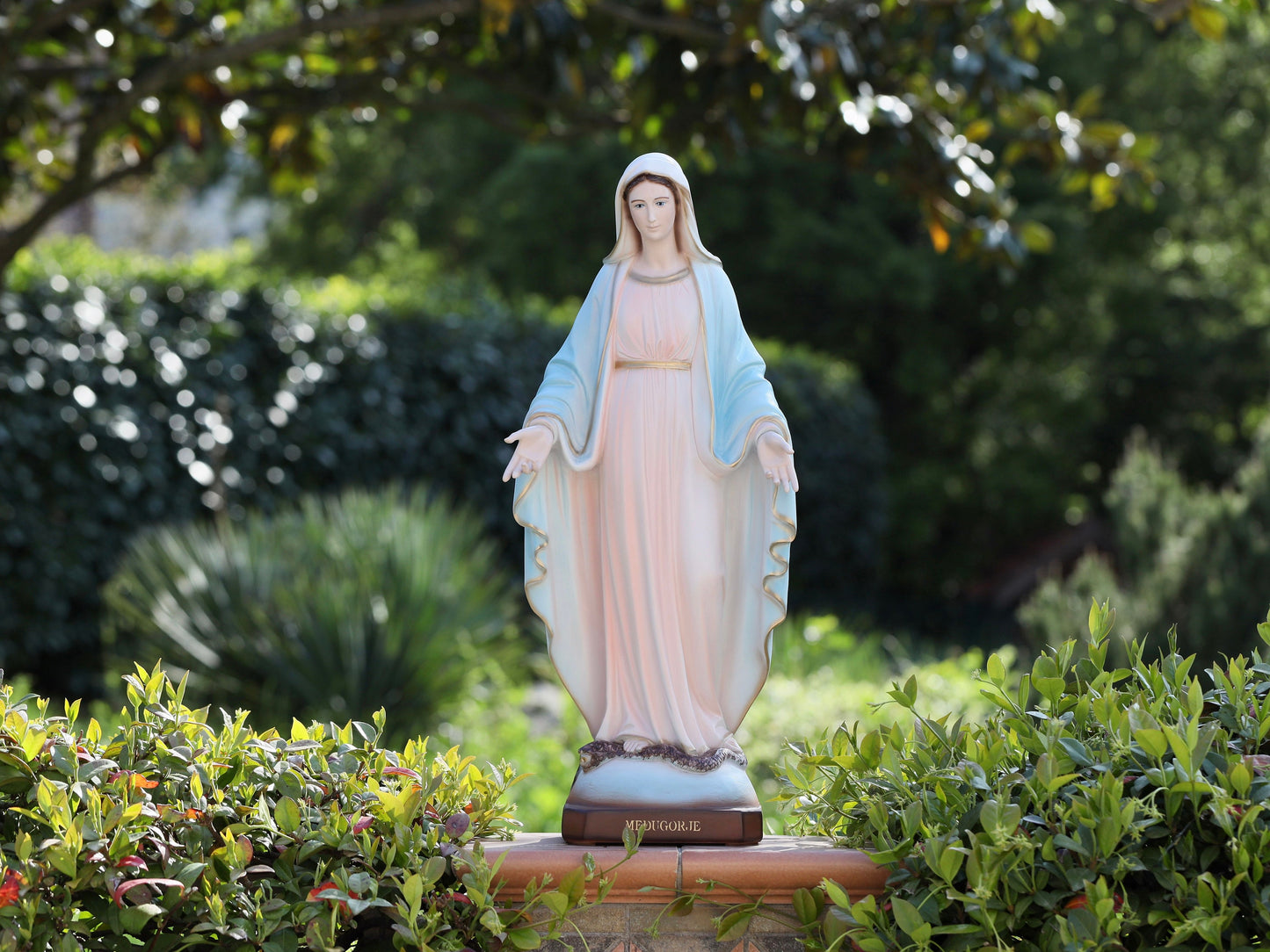 Estatua de Nuestra Señora de Gracia, estatua de polvo de mármol de la Virgen María, estatua de la Inmaculada Concepción, estatua de la Virgen María de 23 pulgadas, estatua del altar del hogar