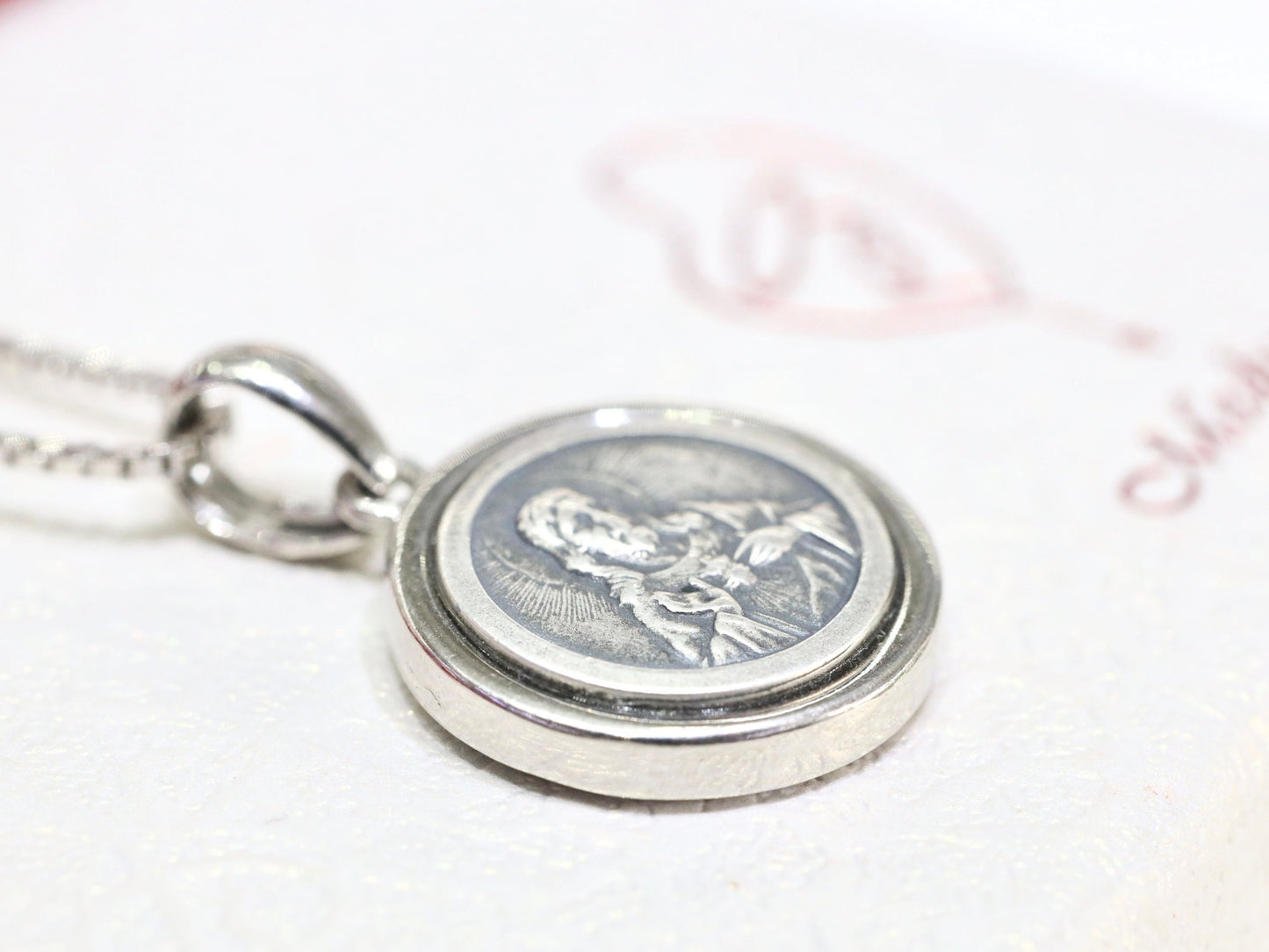 Medjugorje medal, Queen of Peace pendant, Virgin Mary medal, Scapular medal, Sacred Heart with Queen of Peace sterling silver 925 pendant