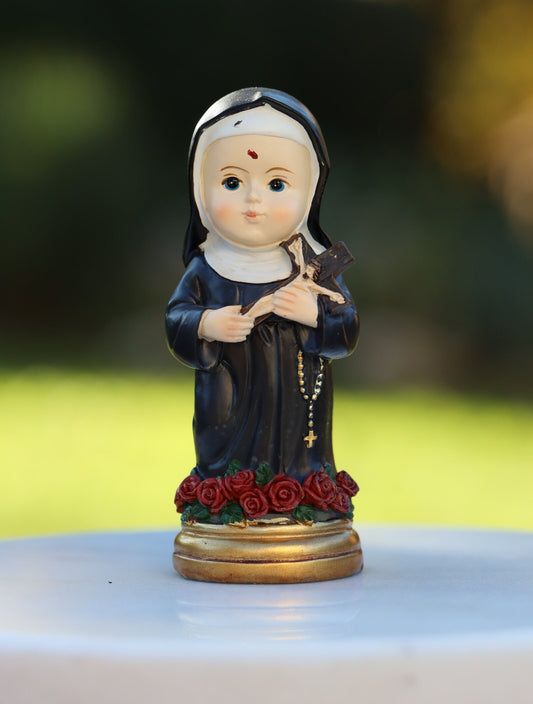 Estatua en miniatura de Santa Rita, colección de bebés Estatua de Santa Rita, estatua de Santa católica en miniatura, santos coleccionables, santos devocionales como bebé
