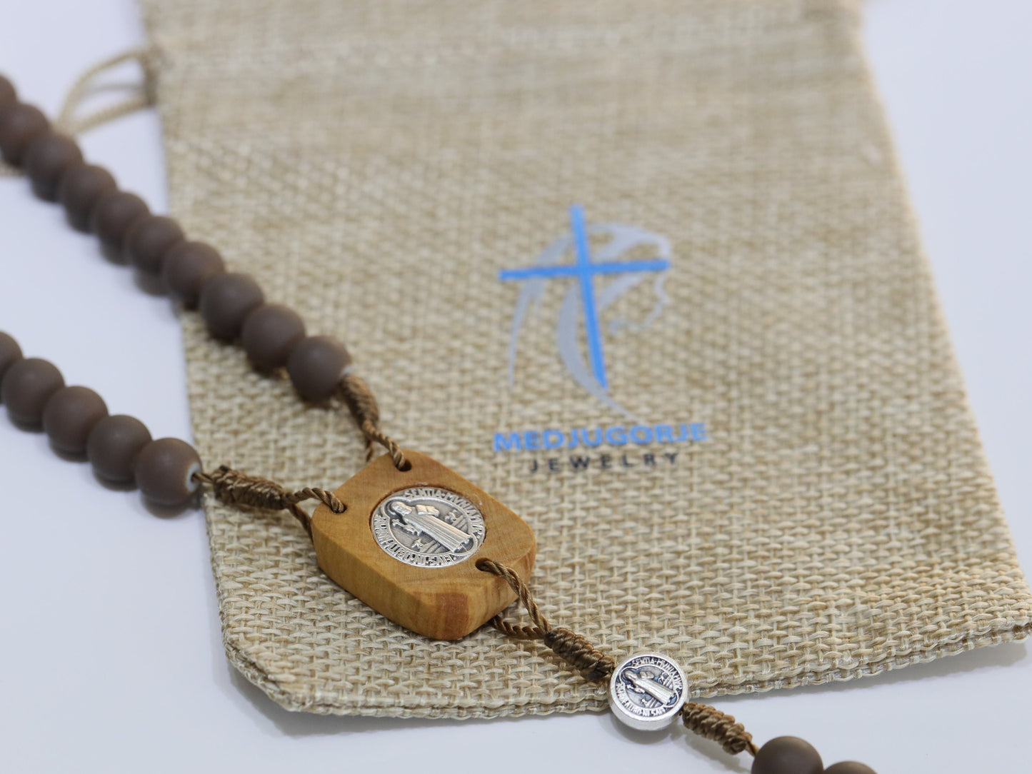 Saint Benedict rosary, brown beads St Benedict rosary, handmade rosary, olive wood rosary centerpiece, protection rosary, Medjugorje rosary