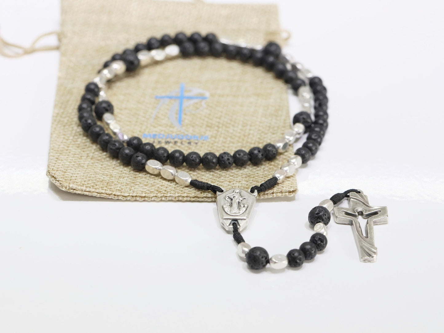 Rosario de Medjugorje con tierra, Rosario de la Colina de las Apariciones, Regalo para el hombre, rosario de piedra de lava, rosario de reliquias, rosario de cuentas volcánicas, rosario más varonil