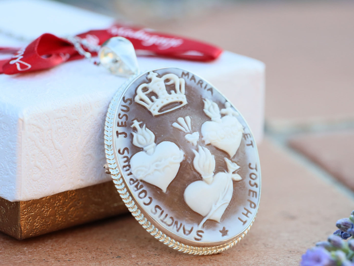 Medalla Sagrado Corazón, medalla Inmaculado Corazón, Castísimo Corazón de San José, medalla cameo, plata de ley 925, medalla católica, 3 sagrados corazones