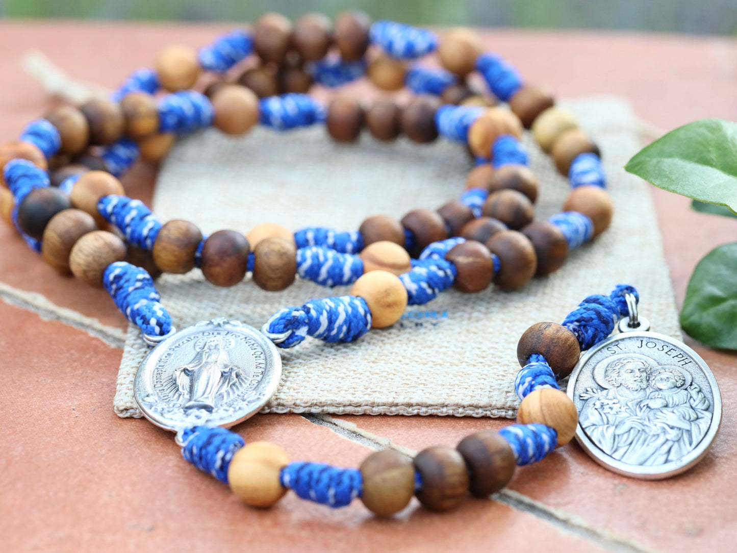 St Joseph rosary, St Joseph chaplet, paracord rosary, Wooden rosary, protector of Holy Family, gift for husband, catholic devotional rosary