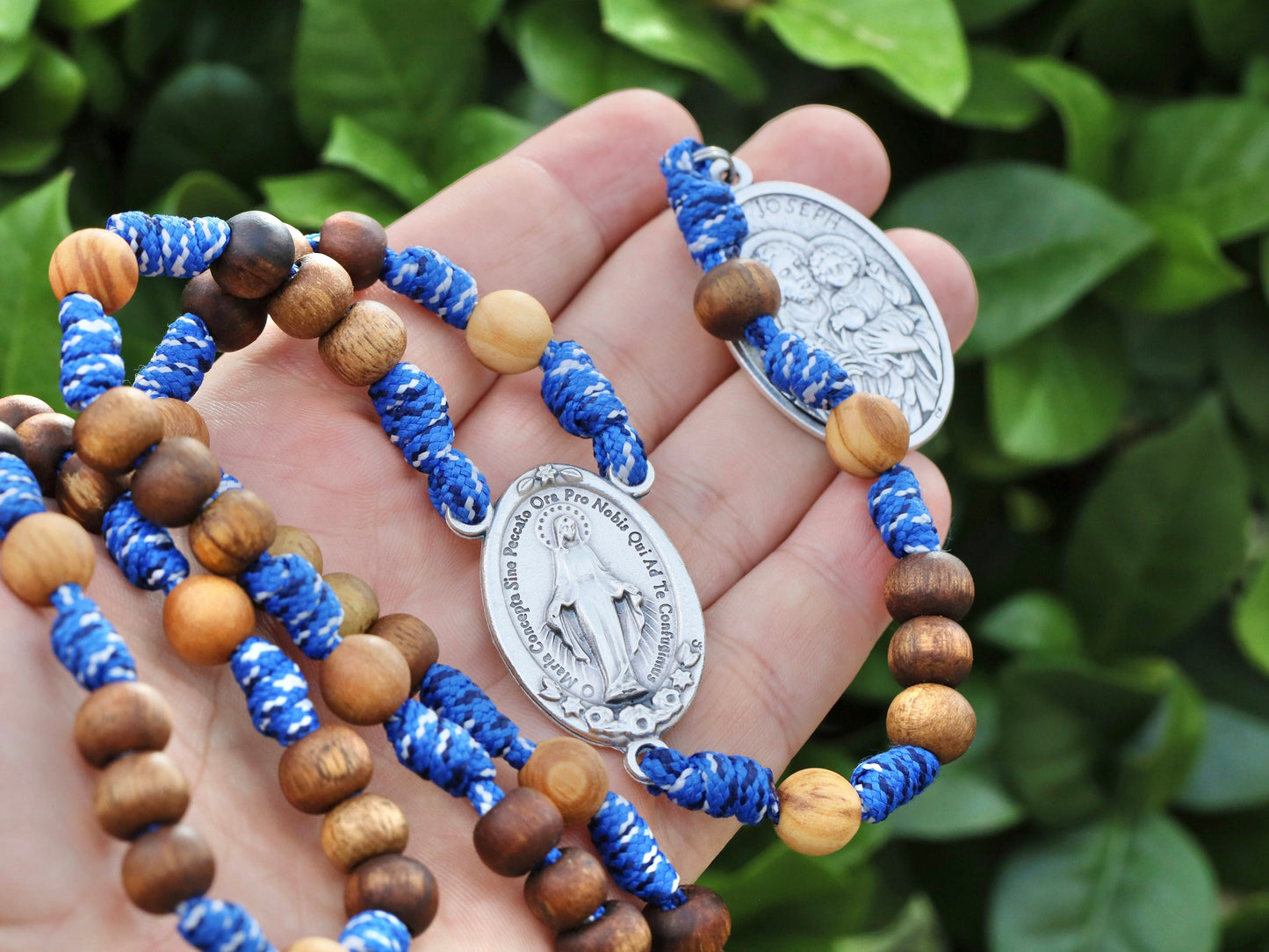 St Joseph rosary, St Joseph chaplet, paracord rosary, Wooden rosary, protector of Holy Family, gift for husband, catholic devotional rosary