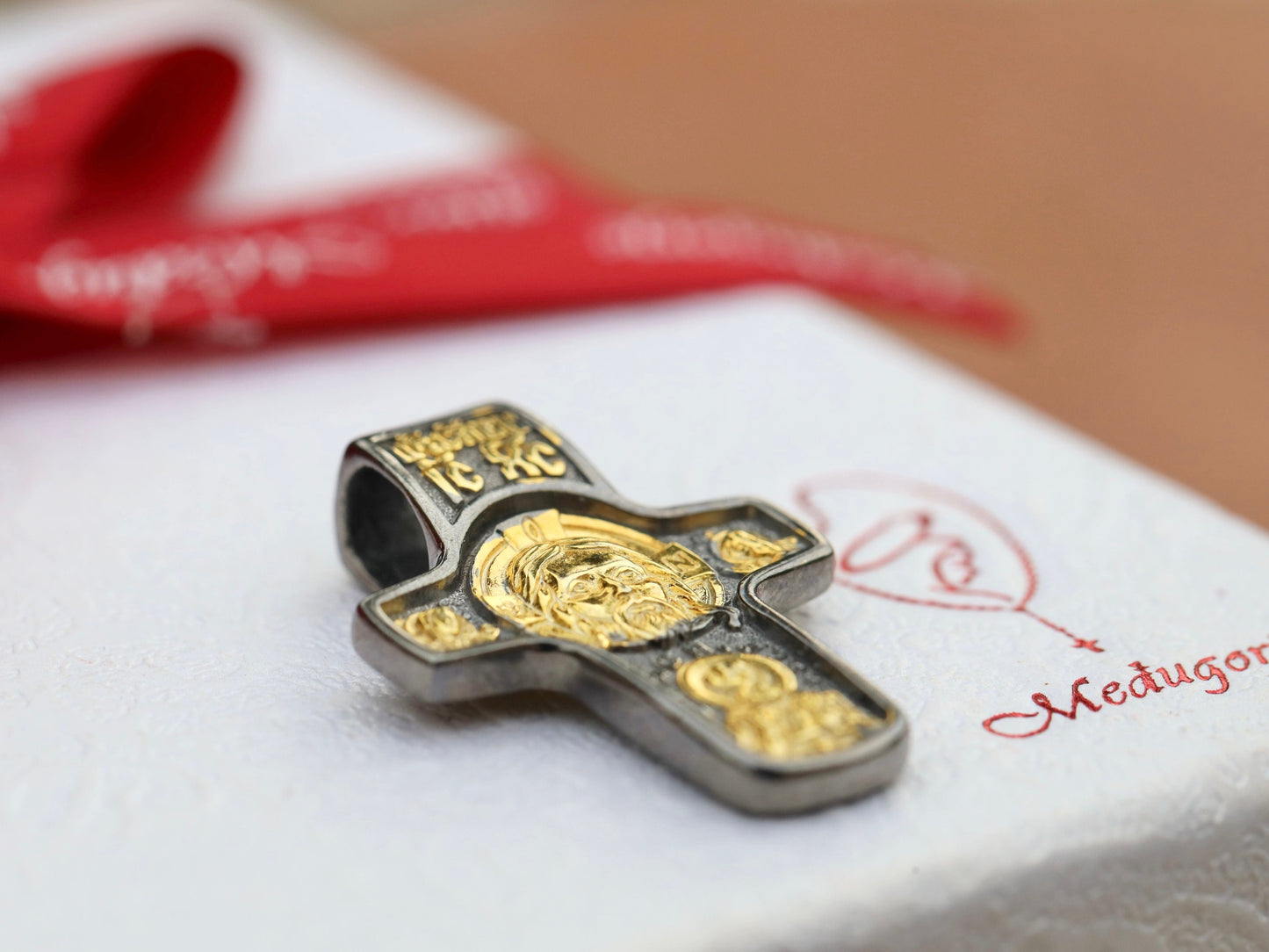 Cruz de la Santísima Faz, cruz de la Cara de Jesucristo, plata de ley de oro 925, cruz bizantina, San Nicolás, Juan Bautista, cruz icono para el hombre