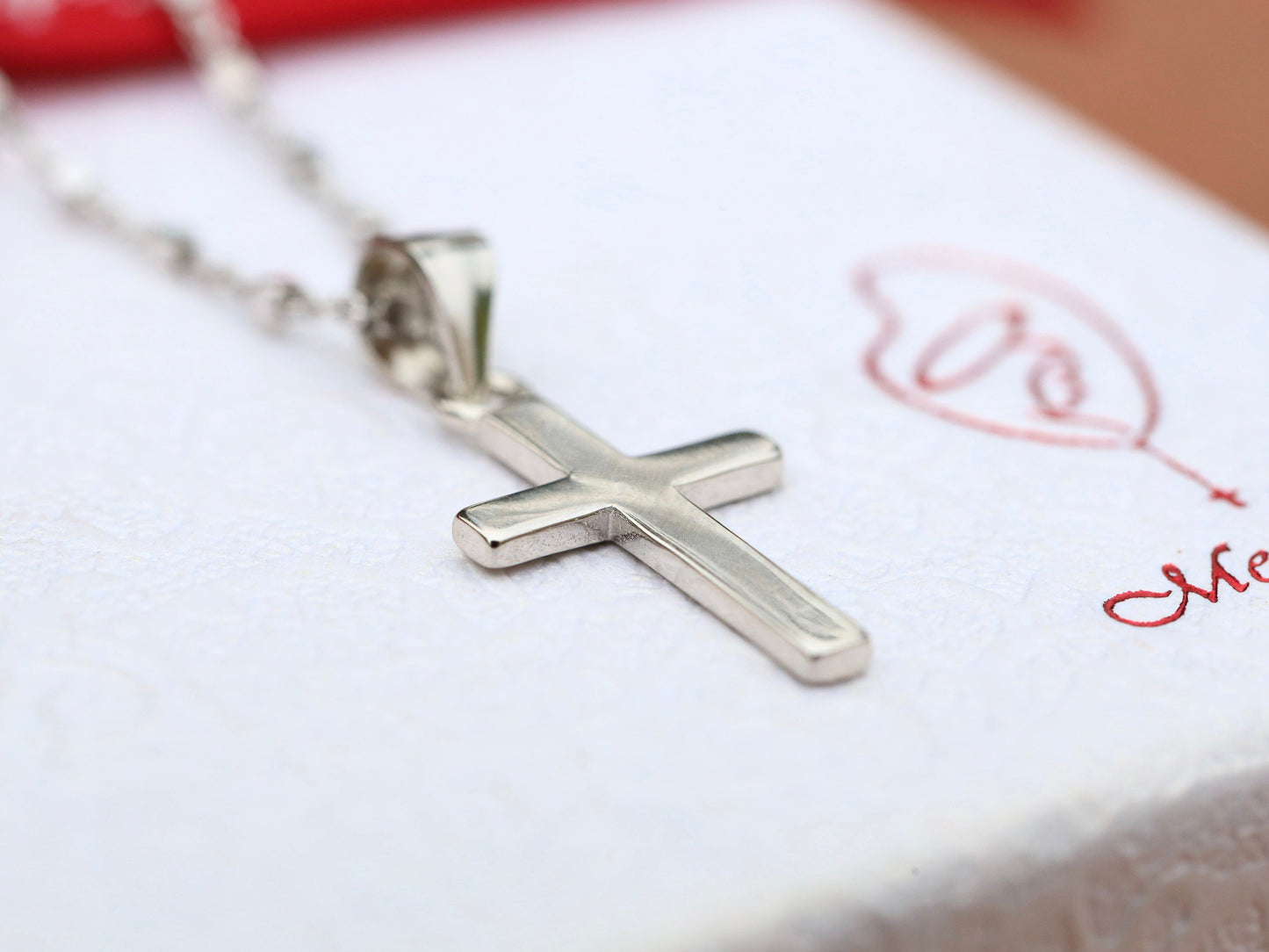 Colgante de cruz delicada, cruz de plata de ley lisa, collar de cruz, cruz de plata de ley 925 para mujer, collar de cruz simple, regalo para mamá