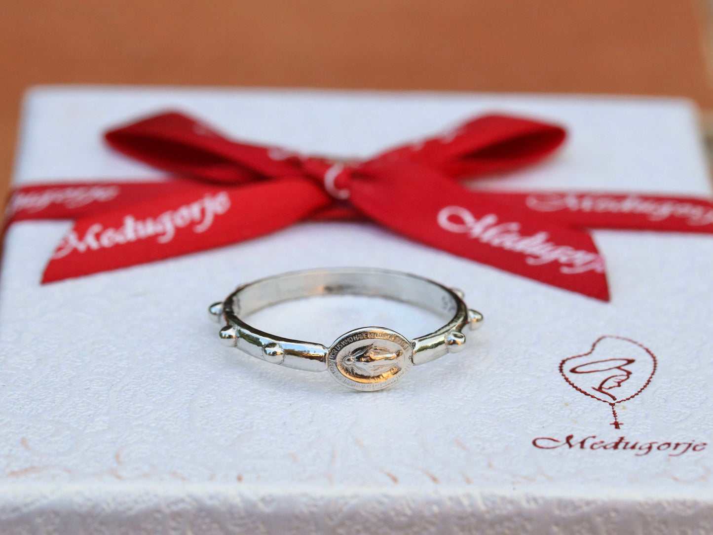 Anillo de rosario de la Medalla Milagrosa, anillo de rosario de plata, cuentas de rosario de la Medalla Milagrosa, anillo de rosario para dama, anillo de rosario femenino, cuentas de anillo de rosario