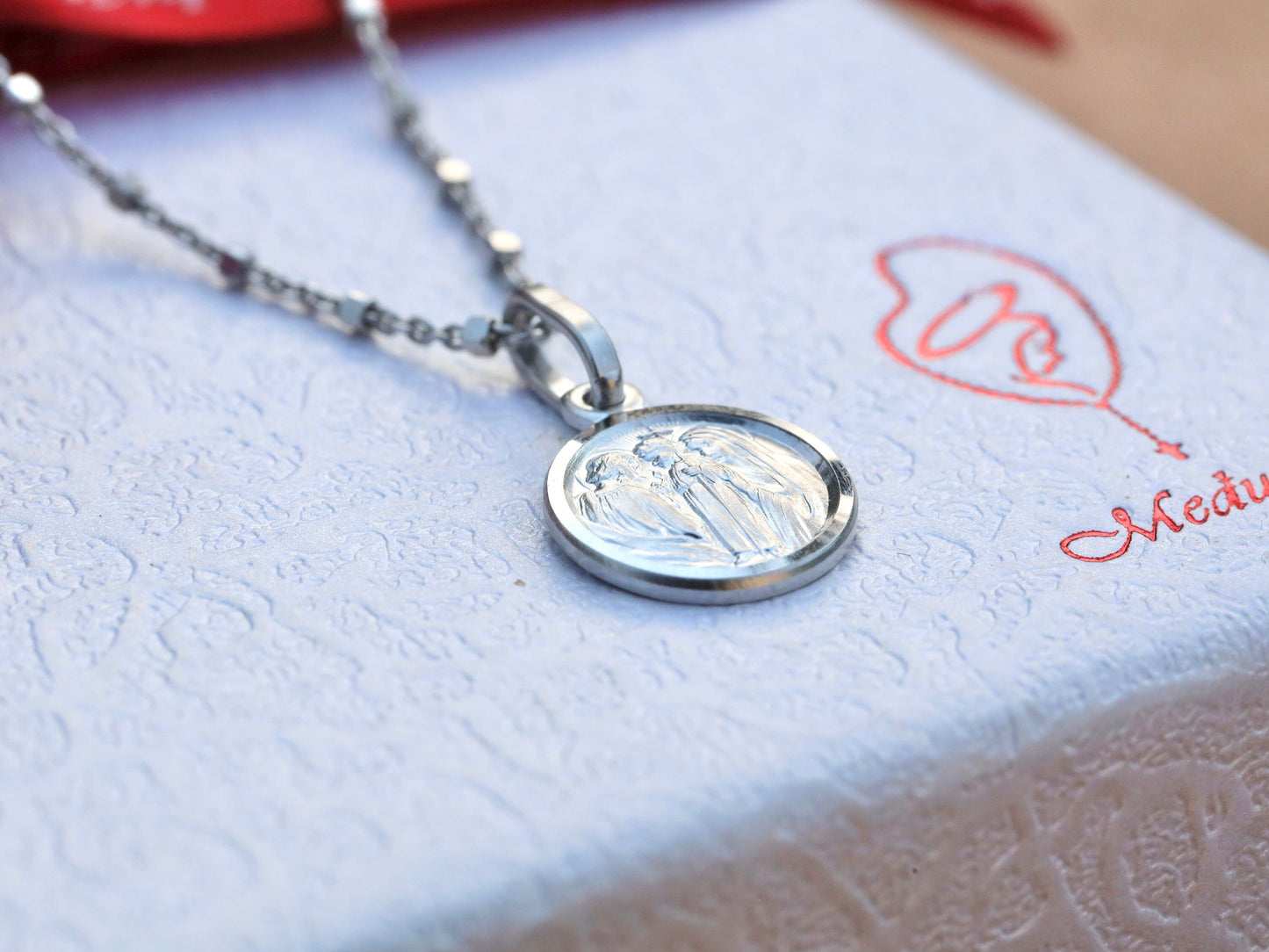 Holy Family medal, miniature medal, sterling silver 925 medal, catholic medal, St Joseph Maria and Jesus, gift medal for teenage, kids medal
