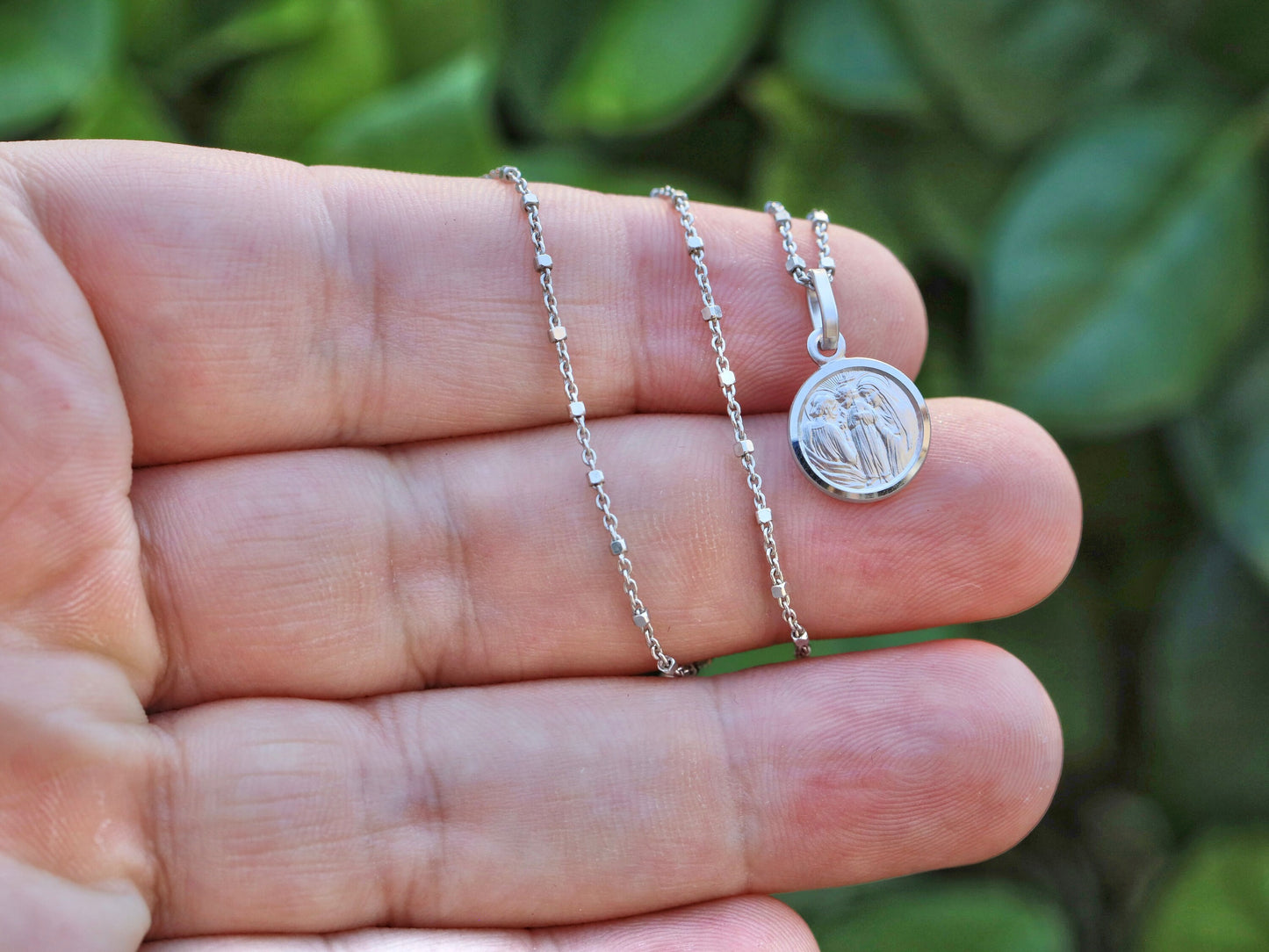 Holy Family medal, miniature medal, sterling silver 925 medal, catholic medal, St Joseph Maria and Jesus, gift medal for teenage, kids medal