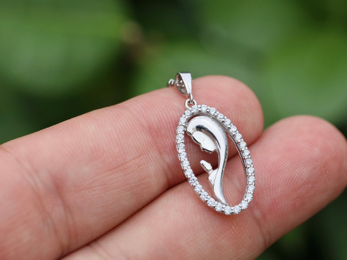 Colgante Nuestra Señora, Virgen María en medalla de oración, plata de ley, colgante perfil Nuestra Señora, colgante católico moderno, colgante para adolescente