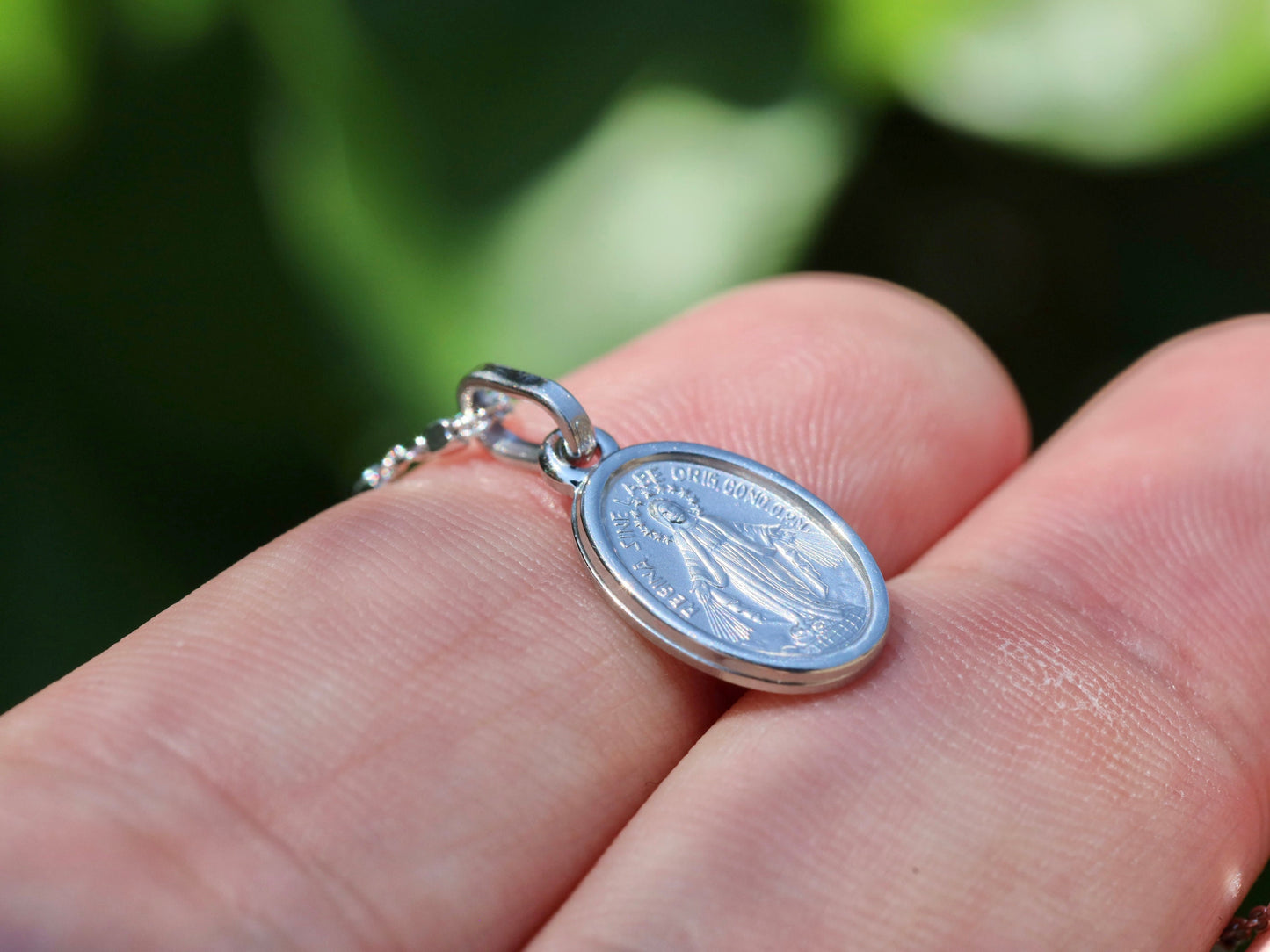 Dainty Miraculous Medal: Sterling Silver with Rhodium Plating - Ideal Second Pendant for Catholic Teenage Girls!
