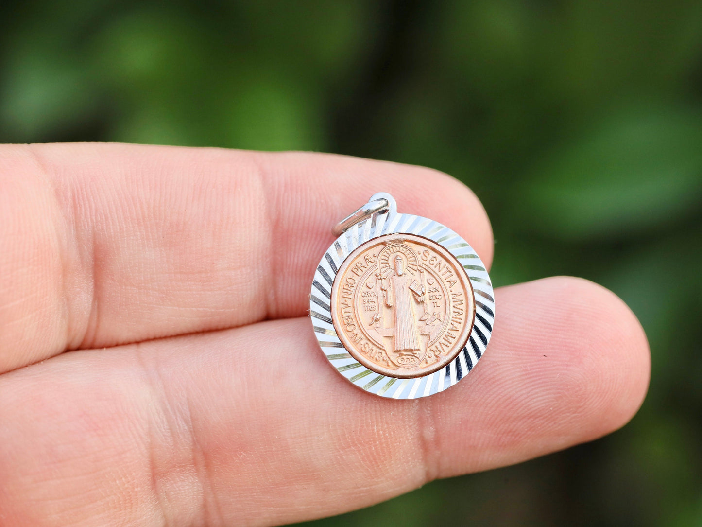 Medalla de San Benito, plata de ley 925, oro rojo sobre plata de ley, medalla de cruz, medalla de protección, medalla de cruz católica, regalo para adolescentes