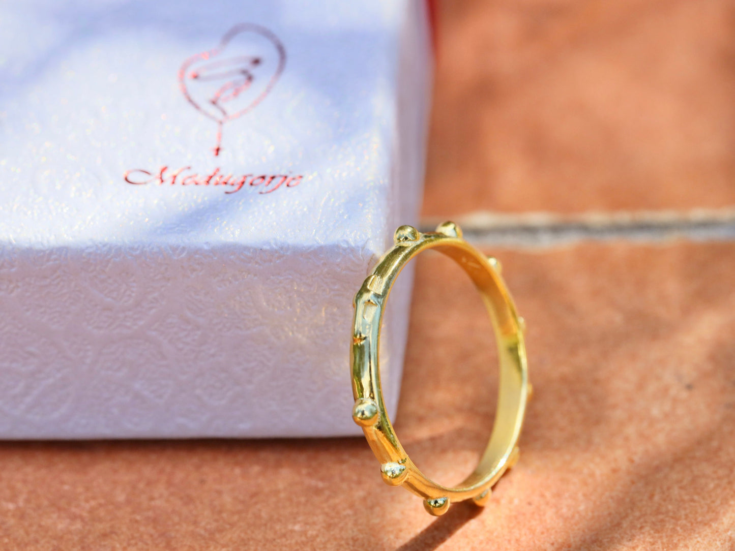 Anillo de rosario, anillo chapado en oro de plata de primera ley 925, anillo de cuentas de oración, rosario católico, anillo de rosario delicado, anillo minimalista, rosario con cuentas
