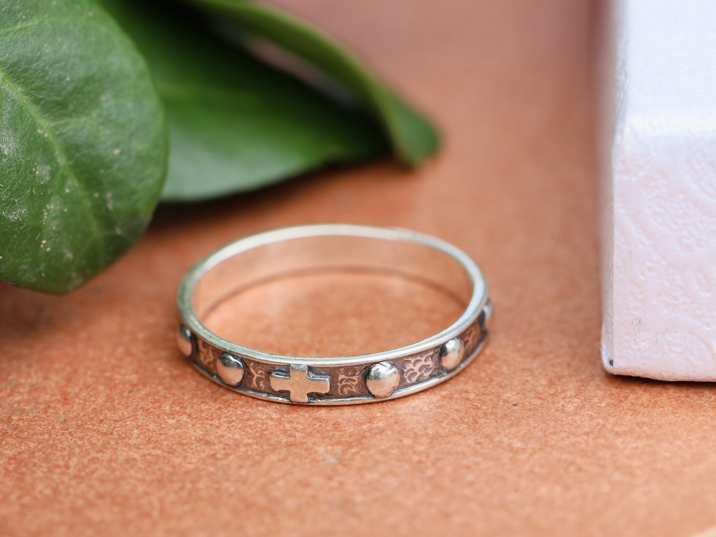 Anillo rosario, rosario de plata de primera ley, anillo con cruz, anillo de rosario católico, rosario vintage, cuentas de rosario antiguas, rosario de regalo para hombre