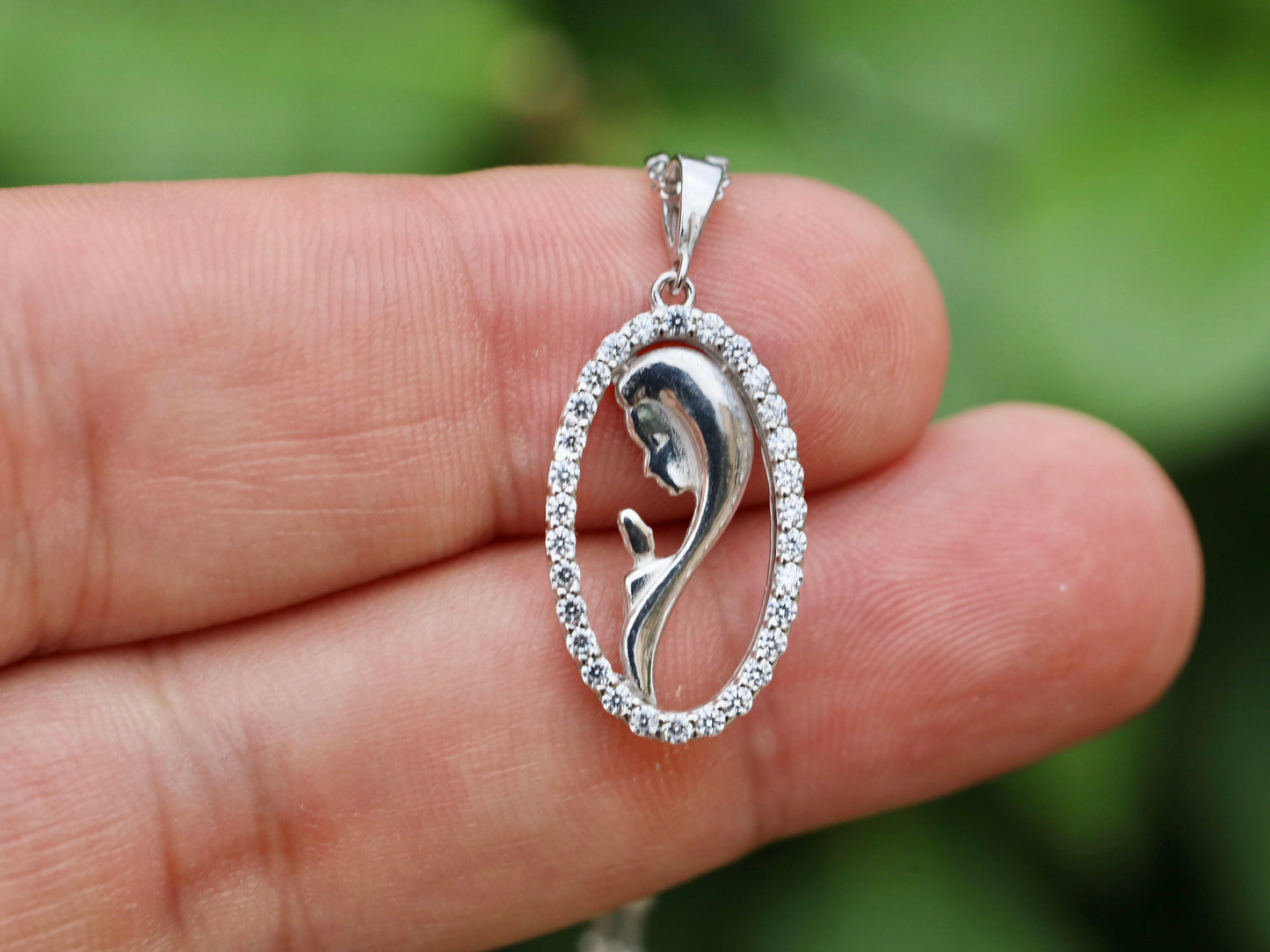 Colgante Nuestra Señora, Virgen María en medalla de oración, plata de ley, colgante perfil Nuestra Señora, colgante católico moderno, colgante para adolescente