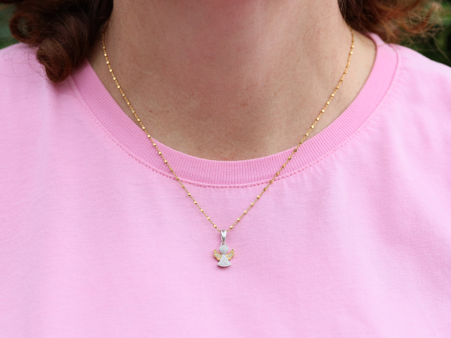 Collar de ángel guardián católico, plata de ley 925, collar de ángel en miniatura, collar pequeño para adolescente, collar de ángel delicado para regalo