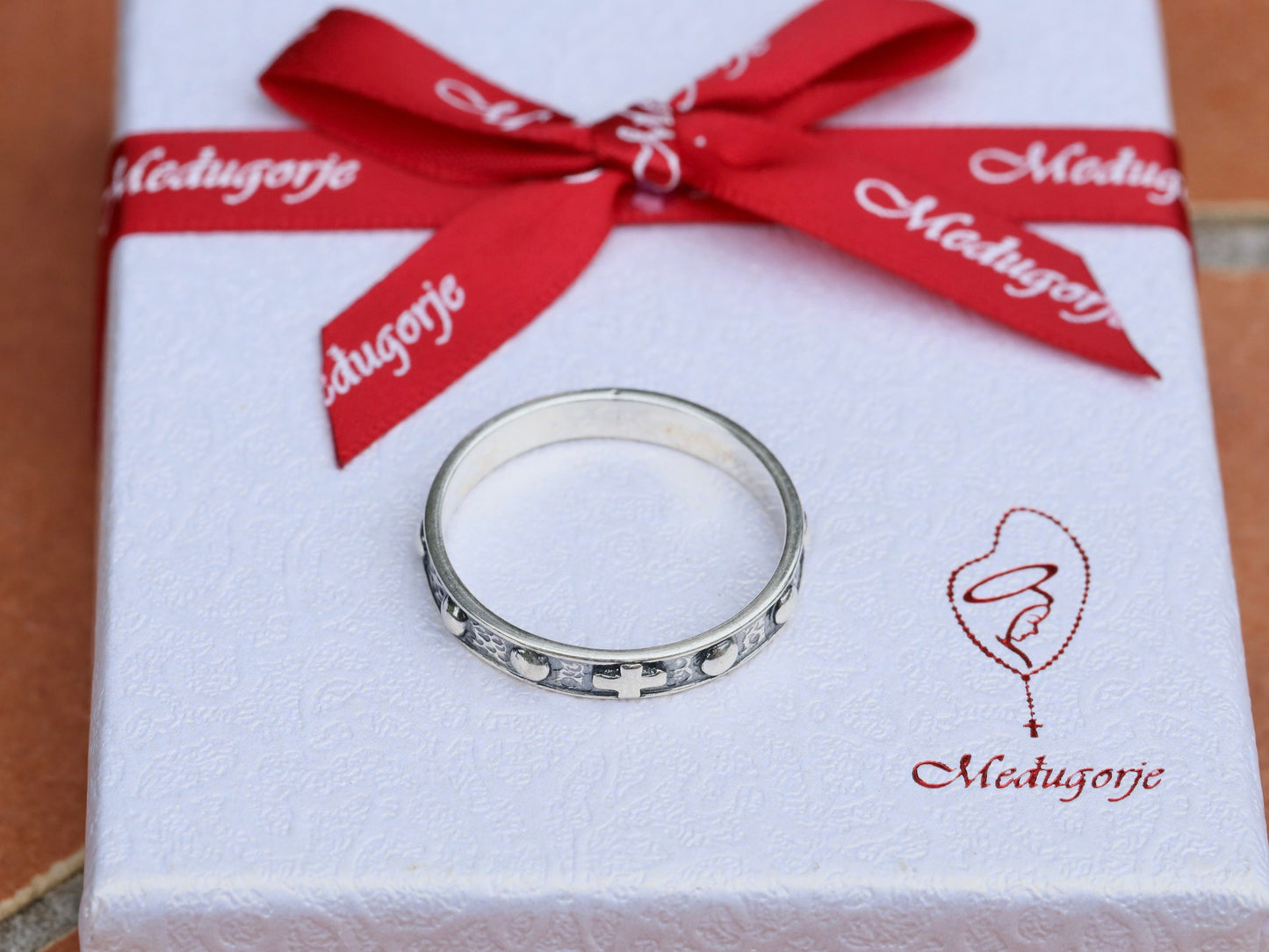 Anillo rosario, rosario de plata de primera ley, anillo con cruz, anillo de rosario católico, rosario vintage, cuentas de rosario antiguas, rosario de regalo para hombre