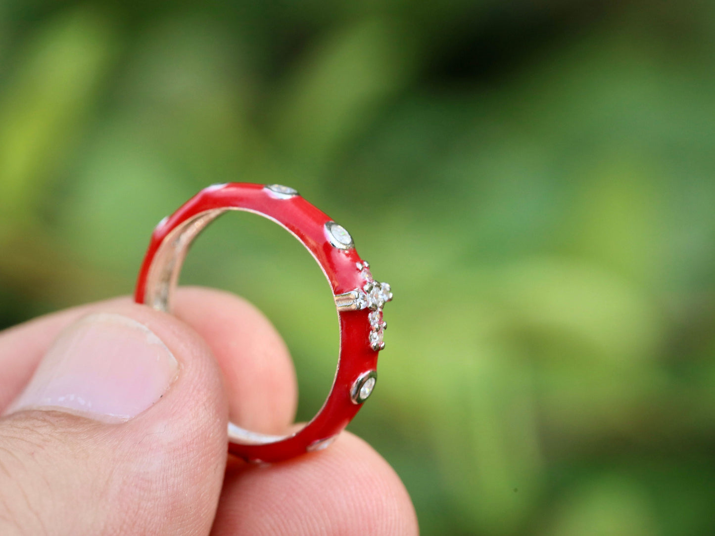 Anillo de rosario, anillo de rosario rojo, anillo de rosario de plata de ley, anillo cruzado, anillo para adolescente, anillo católico, anillo de oración, rosario delicado para niñas