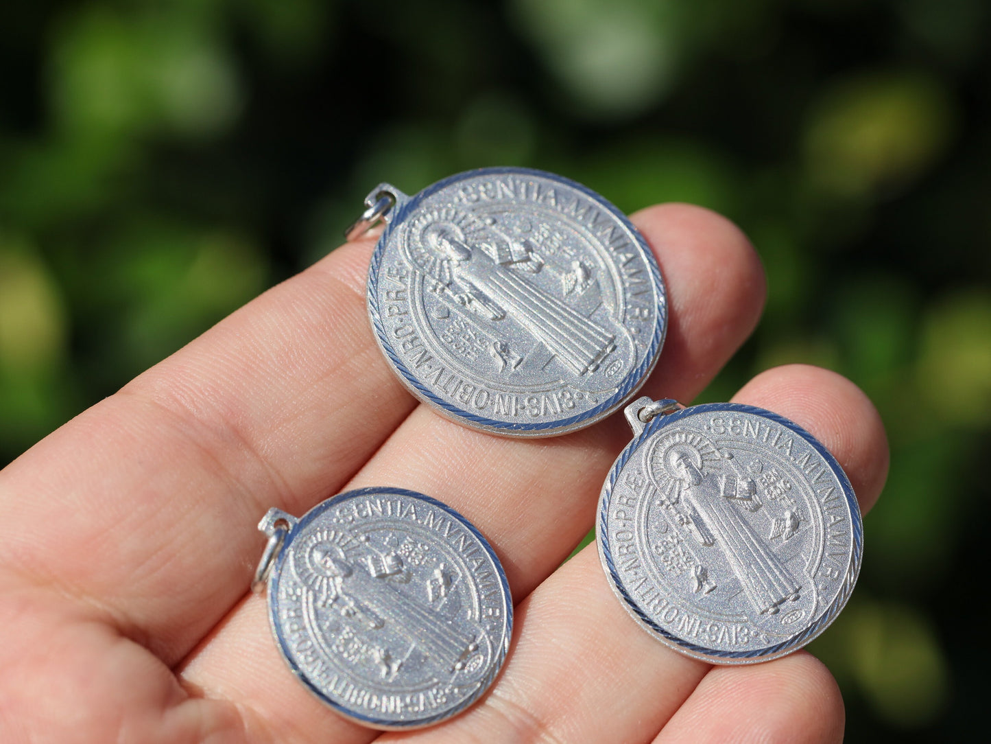 Large St Benedict medal, sterling silver 925, medal for catholic, protection cross medal, high detailed satin Benedict medal, medal for man