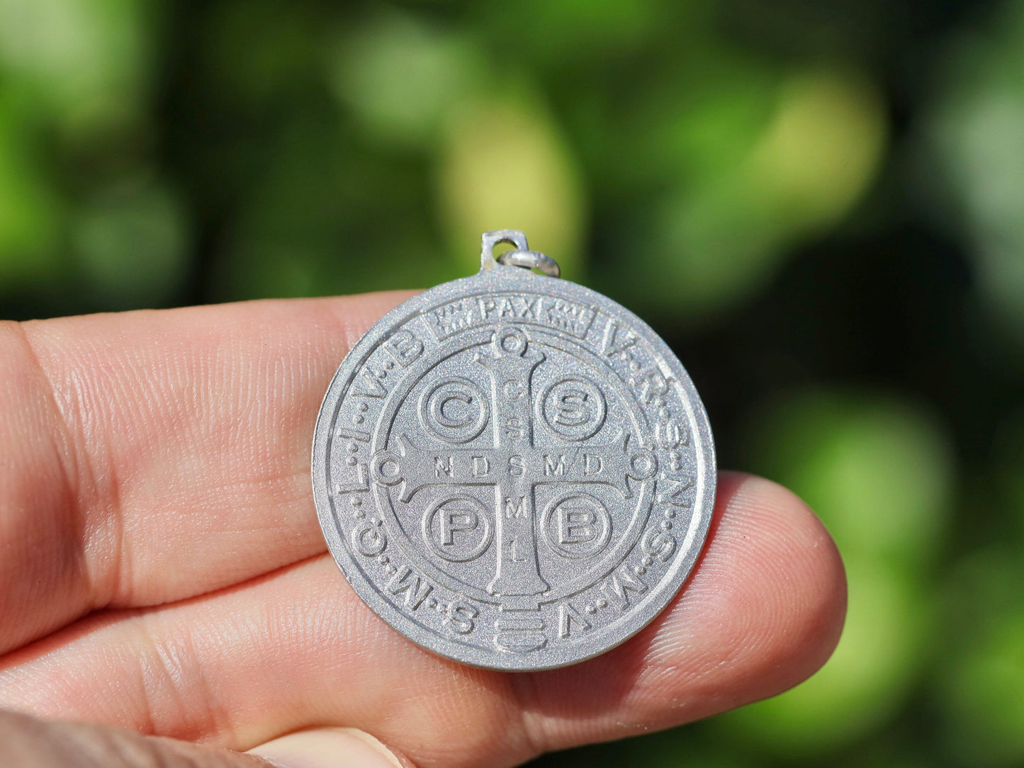 Large St Benedict medal, sterling silver 925, medal for catholic, protection cross medal, high detailed satin Benedict medal, medal for man