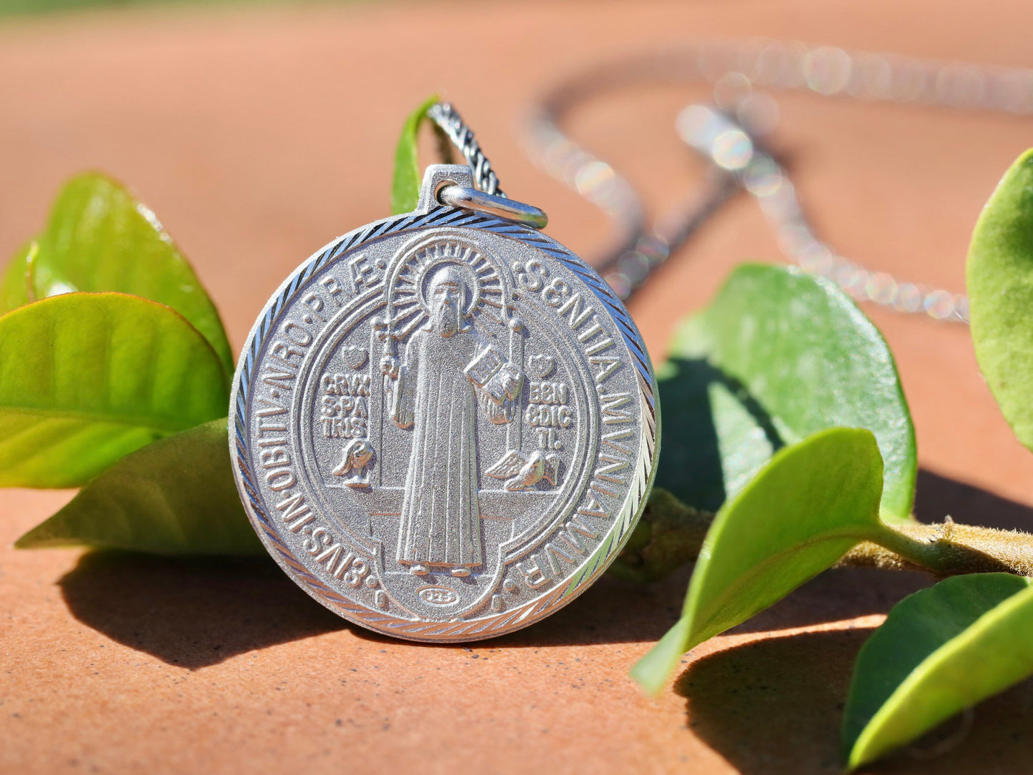 Large St Benedict medal, sterling silver 925, medal for catholic, protection cross medal, high detailed satin Benedict medal, medal for man