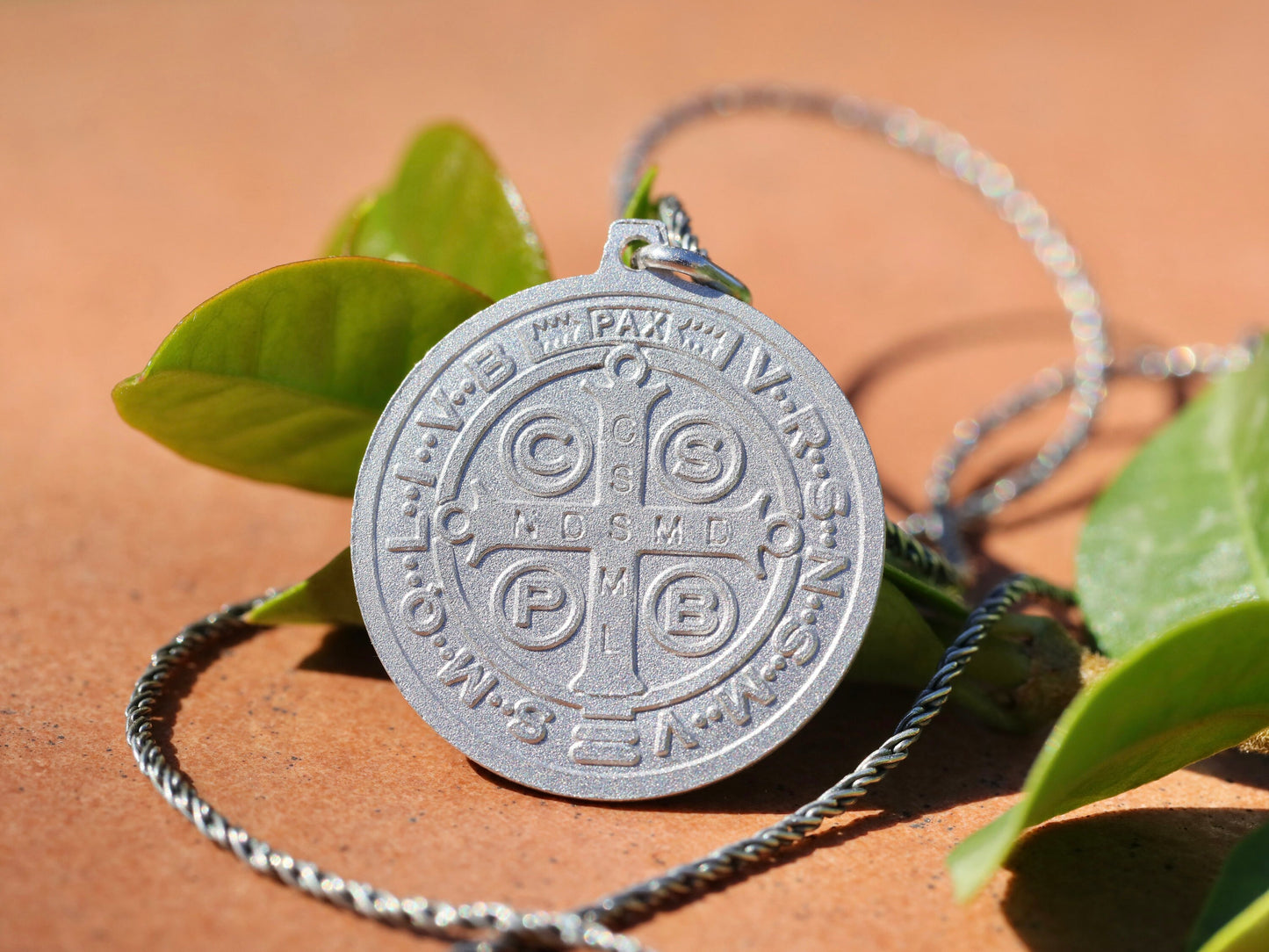 Large St Benedict medal, sterling silver 925, medal for catholic, protection cross medal, high detailed satin Benedict medal, medal for man