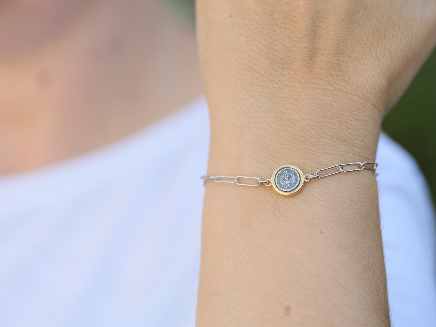 PAPERCLIP PULSERA Medalla Milagrosa plata de ley 925, pulsera Nuestra Señora de Gracia, pulsera Medalla Milagrosa para mujer, pulsera totus tus