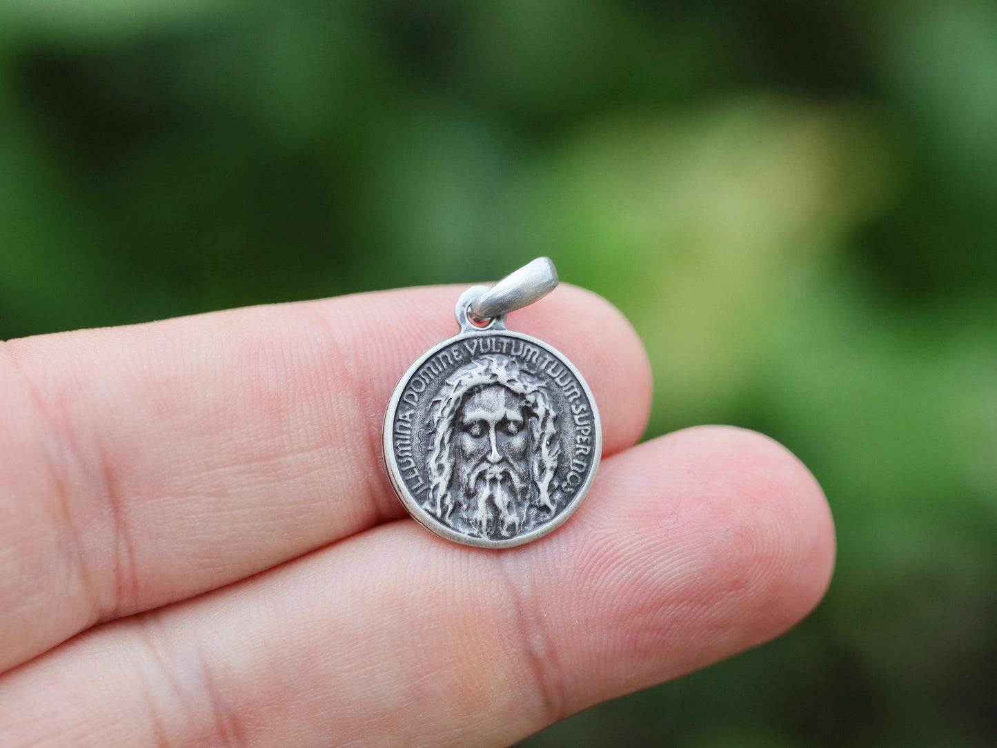 Santísima Faz, medalla de Jesucristo, plata de ley 925 cara de Jesucristo, medalla católica de Jesús, colgante de medalla de la Sábana Santa vintage de Turín