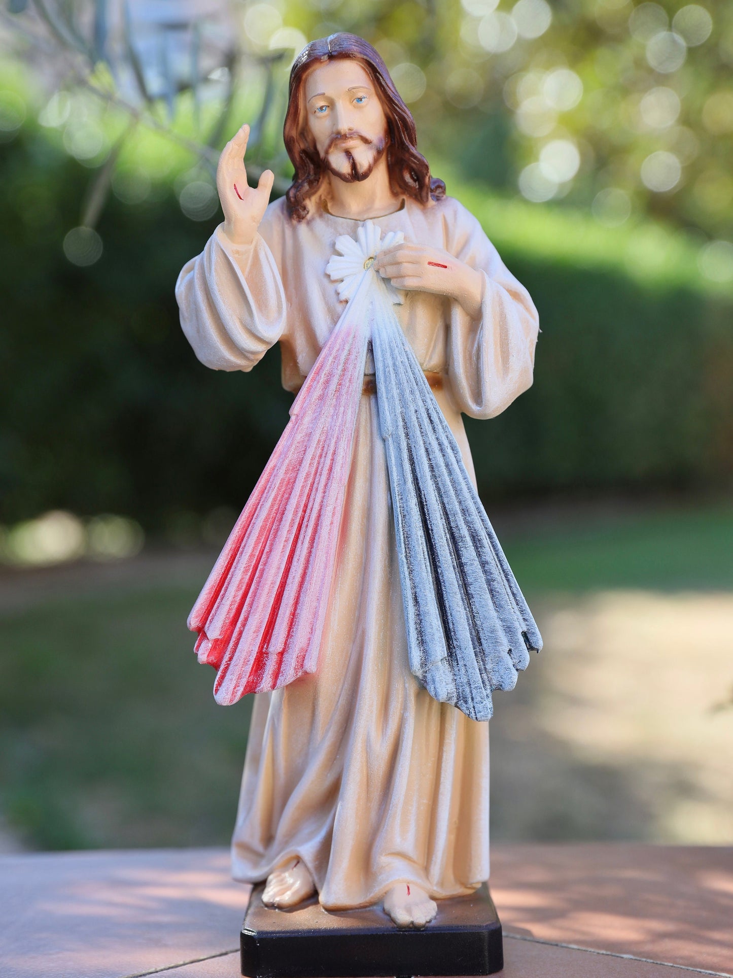 Estatua de Jesucristo, estatua de la Divina Misericordia de 12 pulgadas, estatua de 30 cm de Jesucristo, estatua de Jesús en polvo de mármol, estatua del altar del hogar, estatua católica