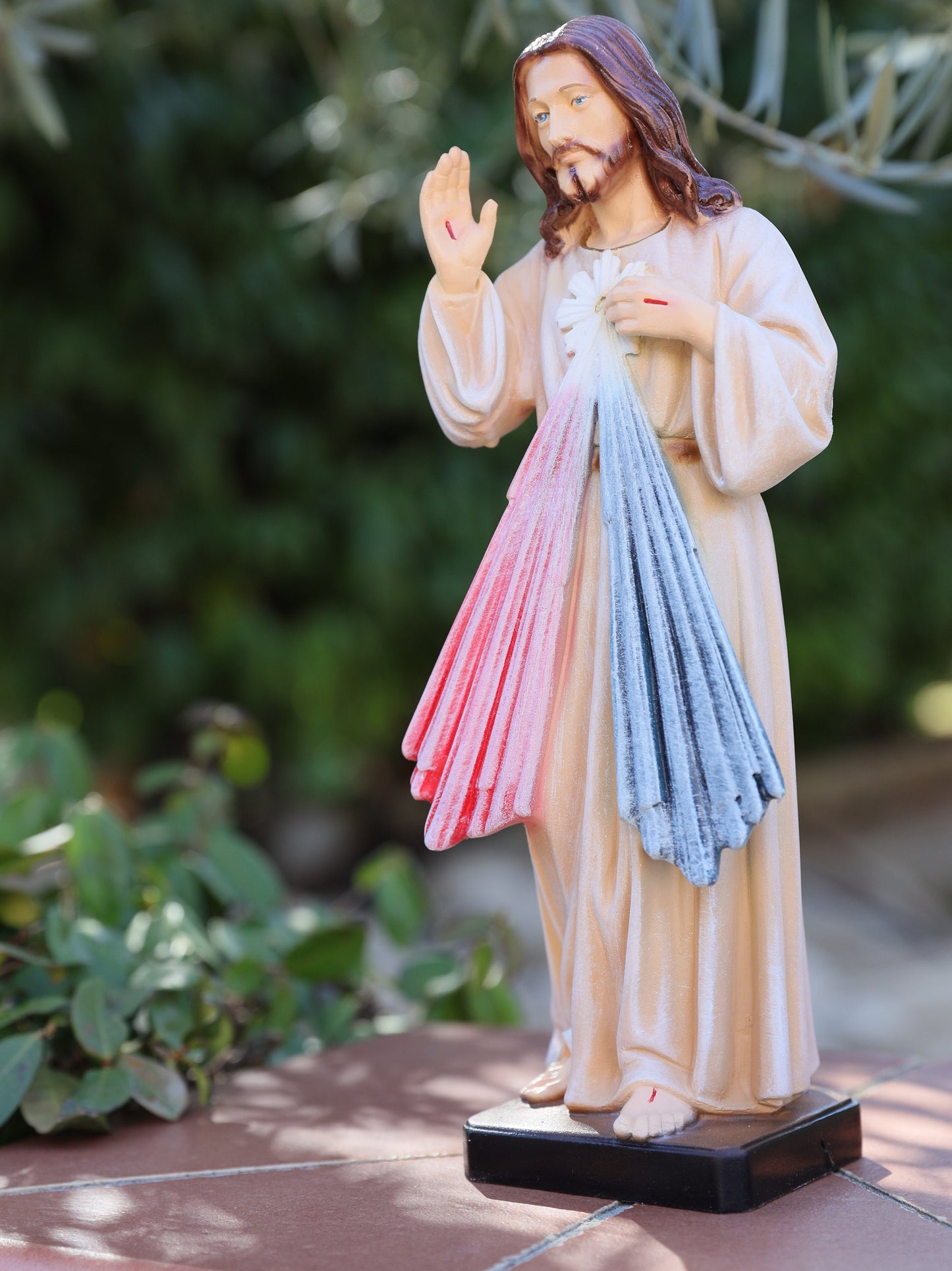 Estatua de Jesucristo, estatua de la Divina Misericordia de 12 pulgadas, estatua de 30 cm de Jesucristo, estatua de Jesús en polvo de mármol, estatua del altar del hogar, estatua católica