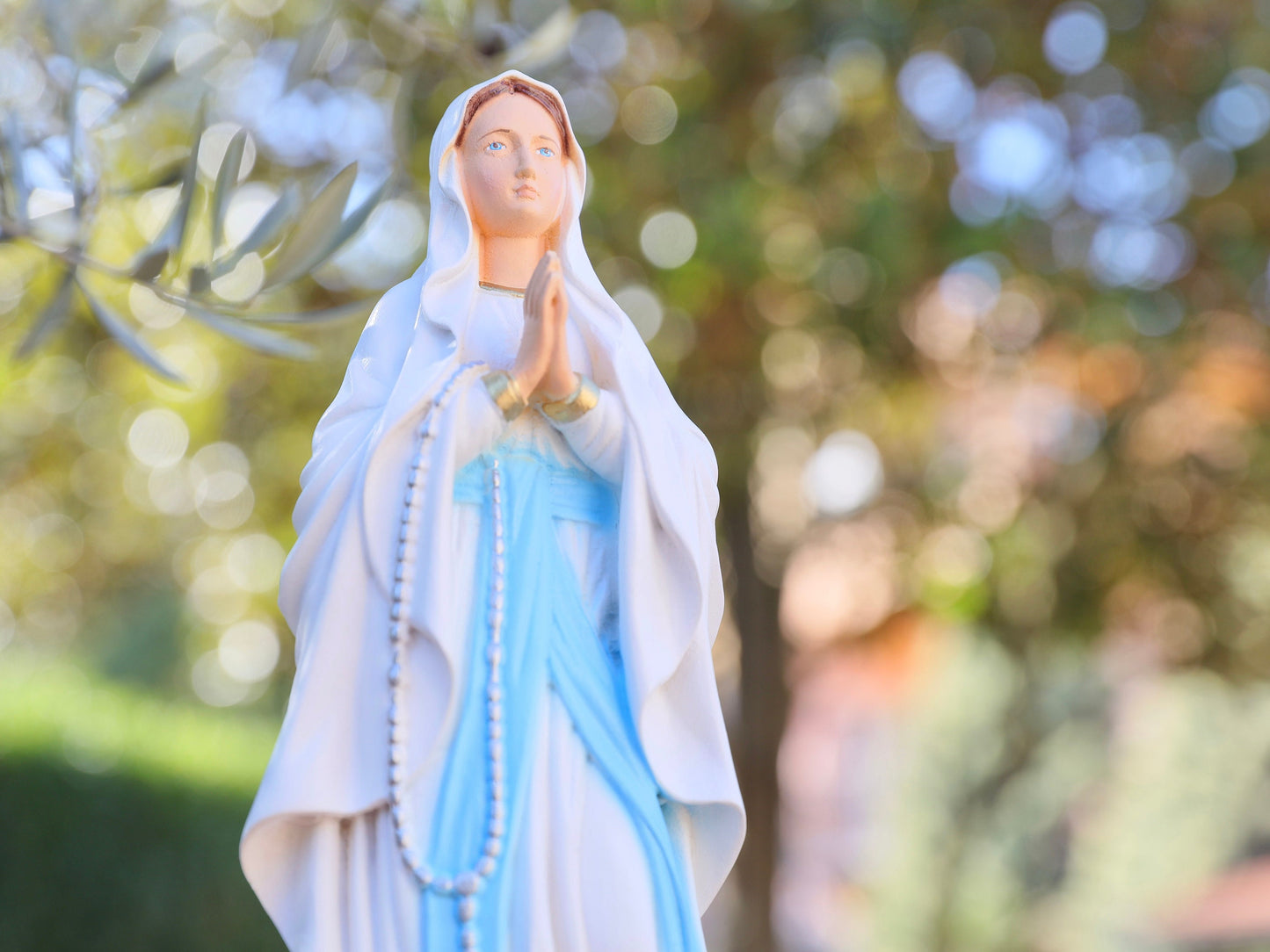 Estatua de Nuestra Señora de Lourdes, estatua de la Virgen María, estatua de 12 pulgadas, estatua de la Virgen María de 30 cm, estatua para el altar católico, estatua de polvo de mármol