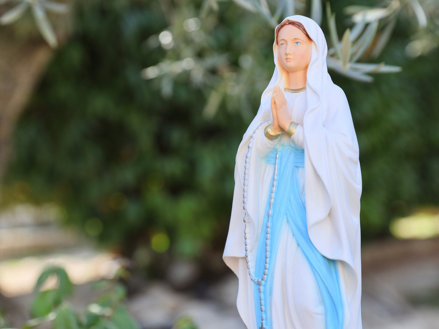 Estatua de Nuestra Señora de Lourdes, estatua de la Virgen María, estatua de 12 pulgadas, estatua de la Virgen María de 30 cm, estatua para el altar católico, estatua de polvo de mármol
