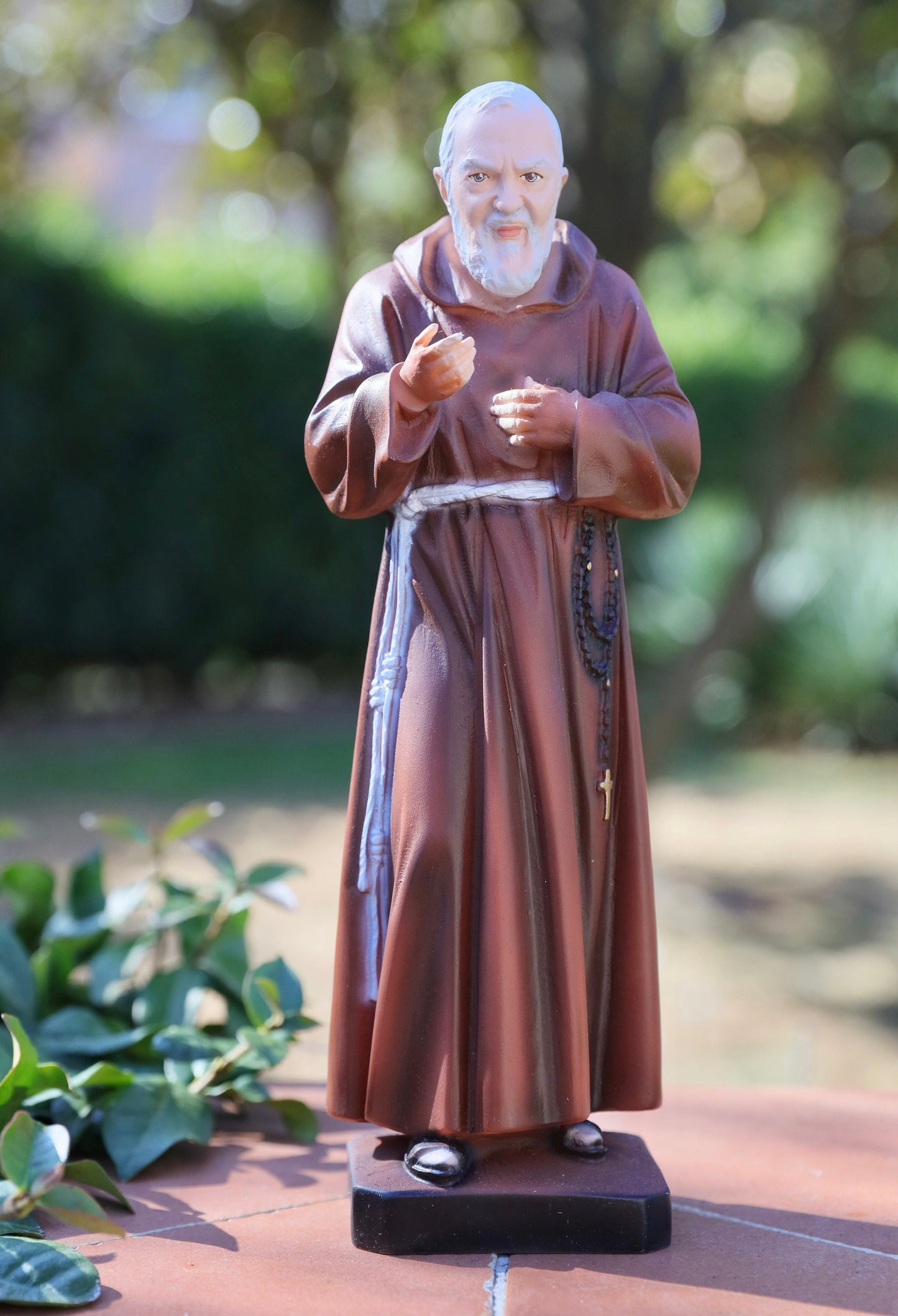 Estatua del Padre Pío, estatua de polvo de mármol de 30 cm de San Pío, estatua católica de 12 pulgadas, estatua del altar del hogar, regalo para católico, estatua del Santo devocional