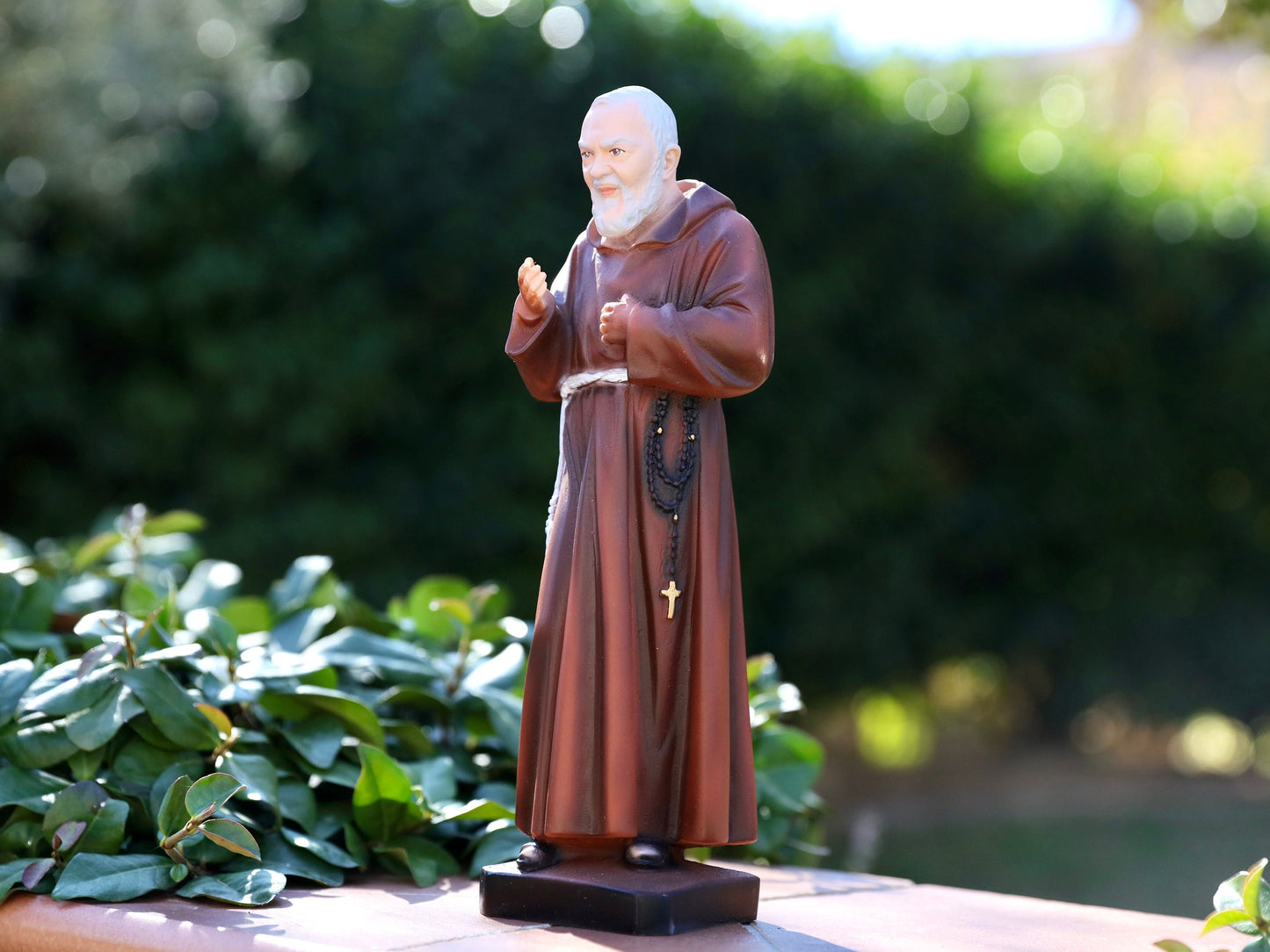 Estatua del Padre Pío, estatua de polvo de mármol de 30 cm de San Pío, estatua católica de 12 pulgadas, estatua del altar del hogar, regalo para católico, estatua del Santo devocional