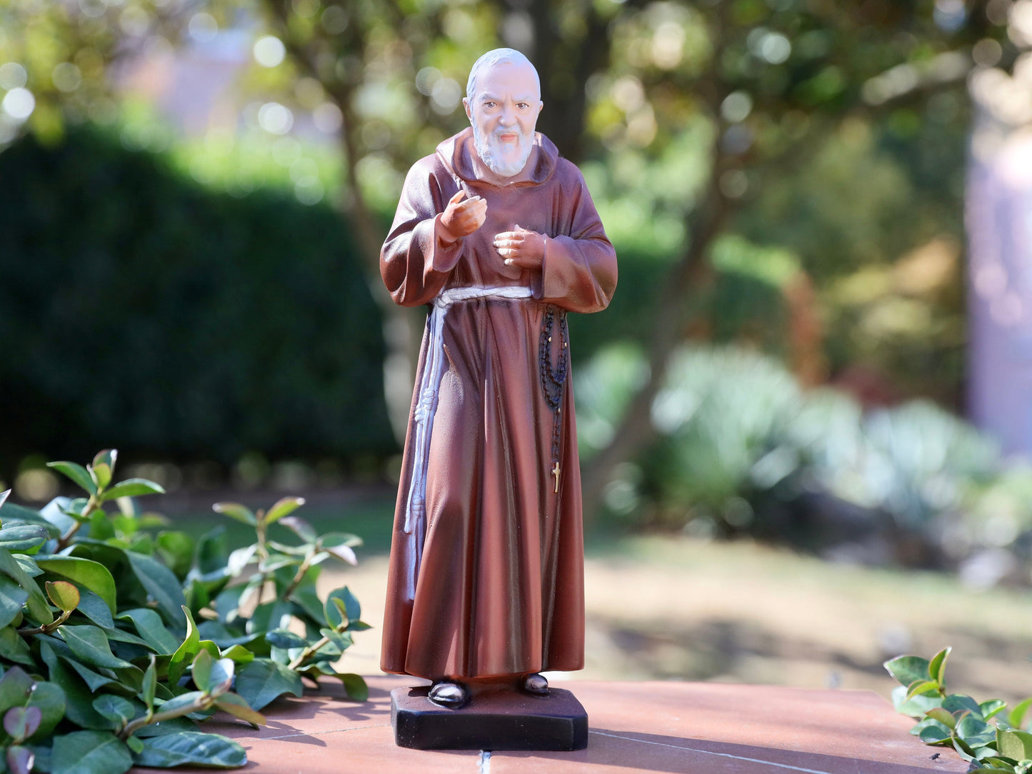 Estatua del Padre Pío, estatua de polvo de mármol de 30 cm de San Pío, estatua católica de 12 pulgadas, estatua del altar del hogar, regalo para católico, estatua del Santo devocional