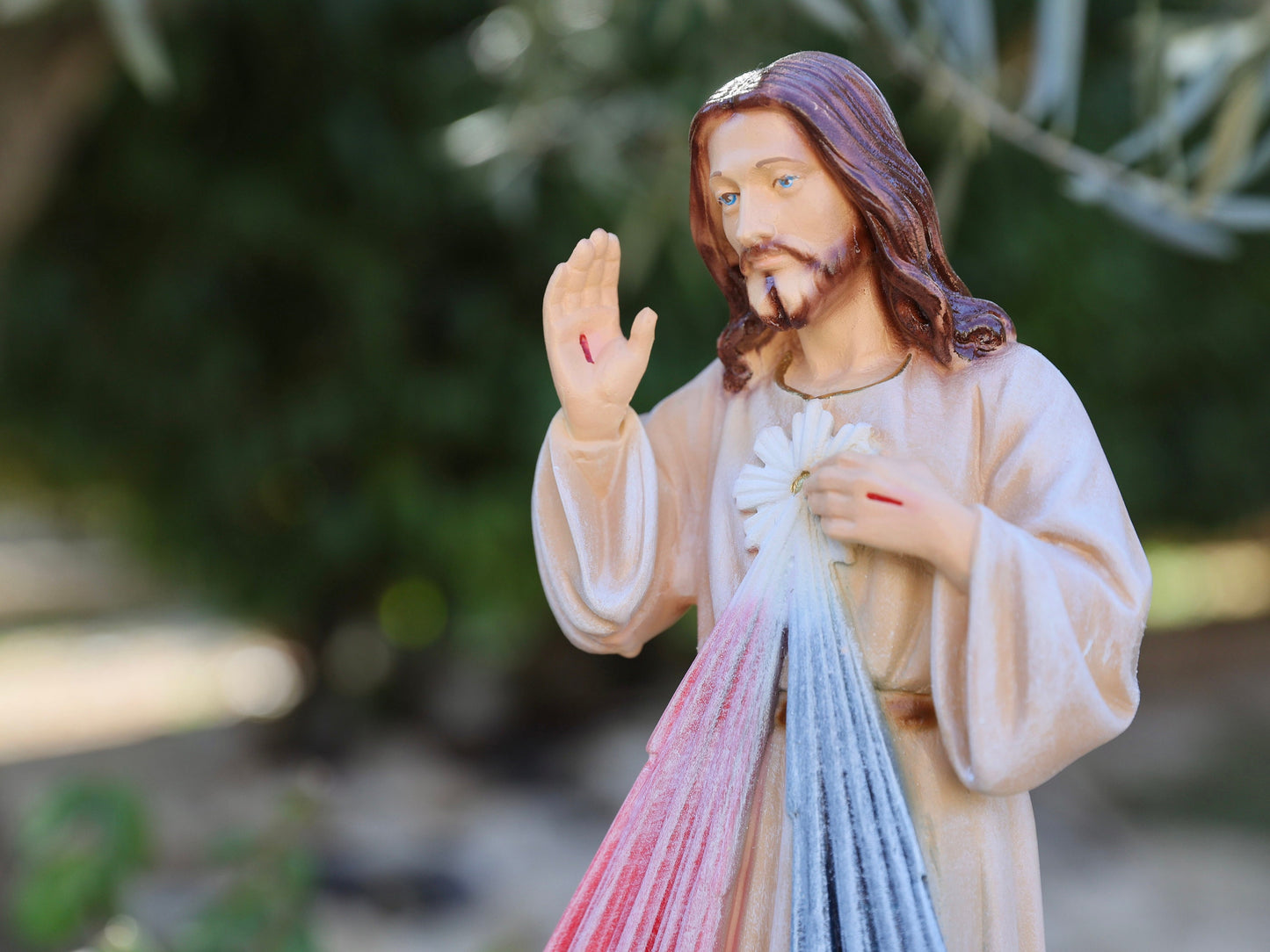 Estatua de Jesucristo, estatua de la Divina Misericordia de 12 pulgadas, estatua de 30 cm de Jesucristo, estatua de Jesús en polvo de mármol, estatua del altar del hogar, estatua católica