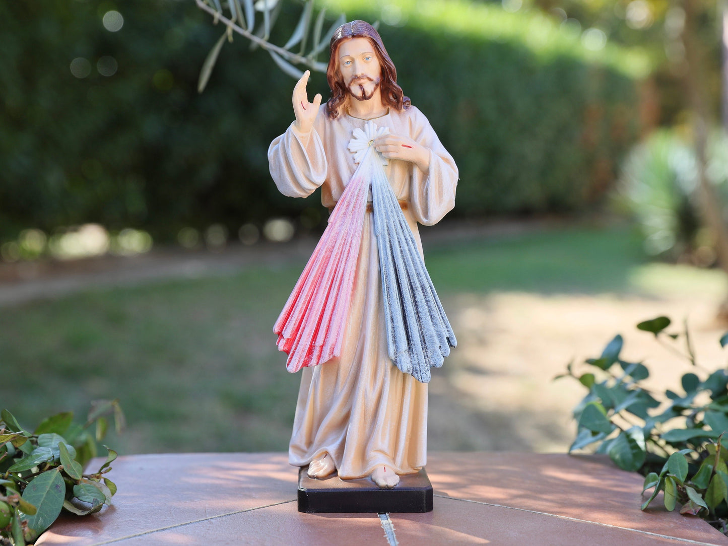 Estatua de Jesucristo, estatua de la Divina Misericordia de 12 pulgadas, estatua de 30 cm de Jesucristo, estatua de Jesús en polvo de mármol, estatua del altar del hogar, estatua católica