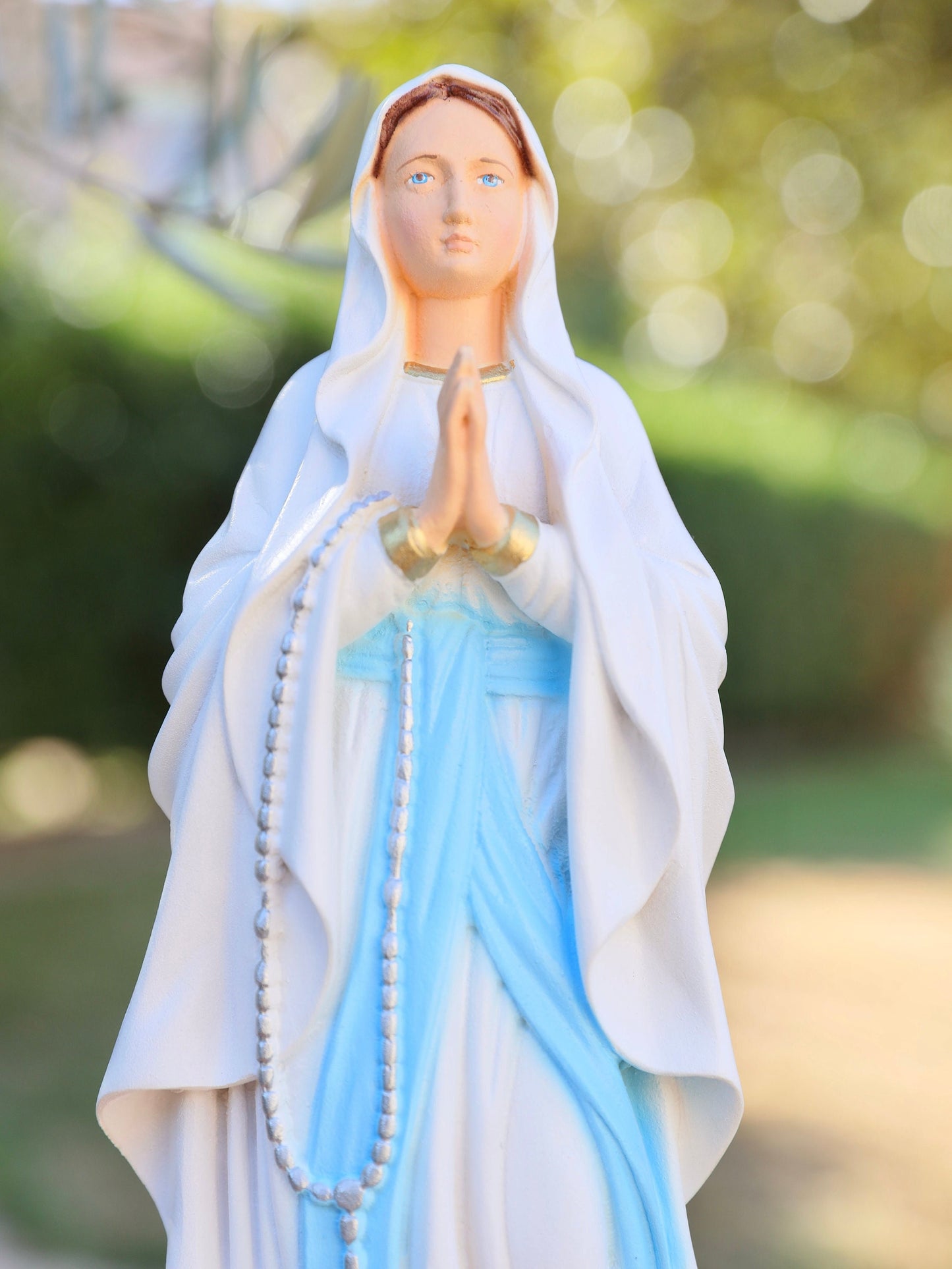 Estatua de Nuestra Señora de Lourdes, estatua de la Virgen María, estatua de 12 pulgadas, estatua de la Virgen María de 30 cm, estatua para el altar católico, estatua de polvo de mármol