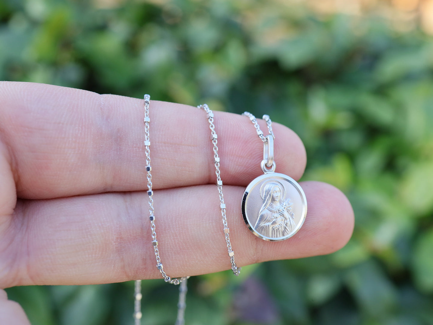 Saint Teresa of little flower ,sterling silver medal,devotional medal of catholic Saint,Saint Teresa of Jesus, St Teresa of Little Flowers