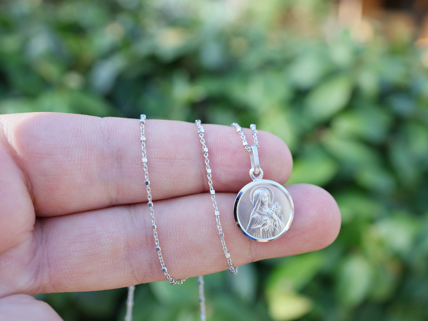 Saint Teresa of little flower ,sterling silver medal,devotional medal of catholic Saint,Saint Teresa of Jesus, St Teresa of Little Flowers
