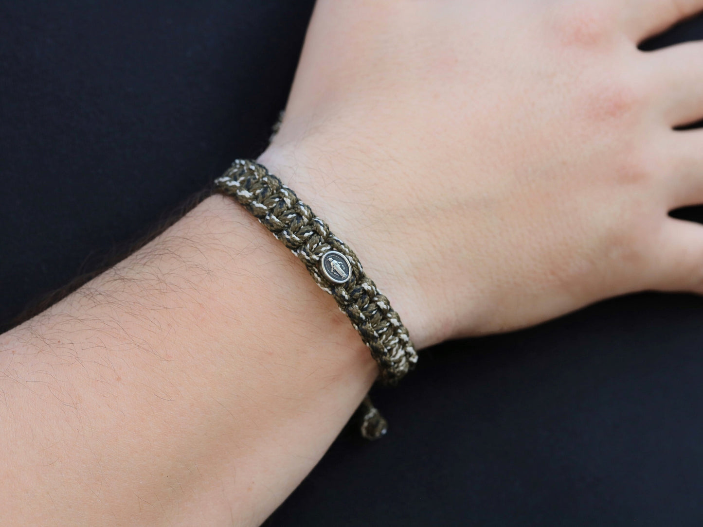 Pulsera Medalla Milagrosa | pulsera de paracord | pulsera guerrera para hombre | pulsera táctica | Medalla Milagrosa para hombre plata de ley 925