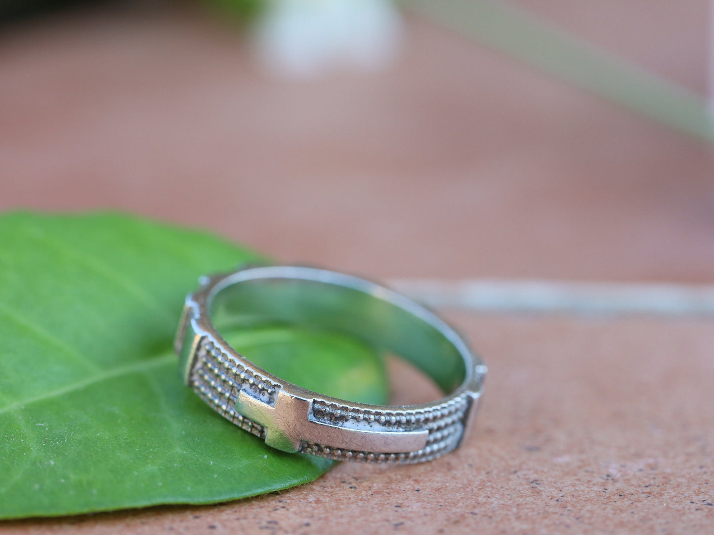 Rosary ring, sterling silver 925 rosary, ring for man, vintage rosary ring, gift for husband, cross ring, catholic prayer beads
