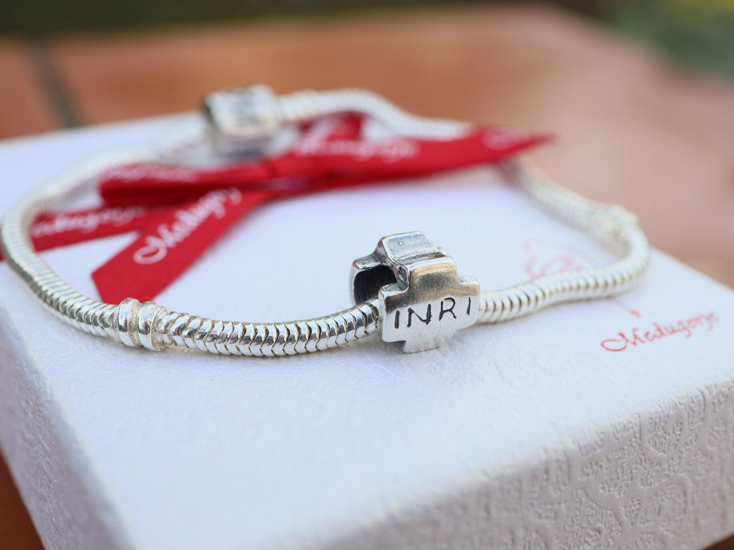 Cruz compatible con INRI Pandora, encanto de bracalet colgante, encanto de cruz de bracalet de plata de ley 925, cuenta cruzada de aspecto vintage de estilo europeo