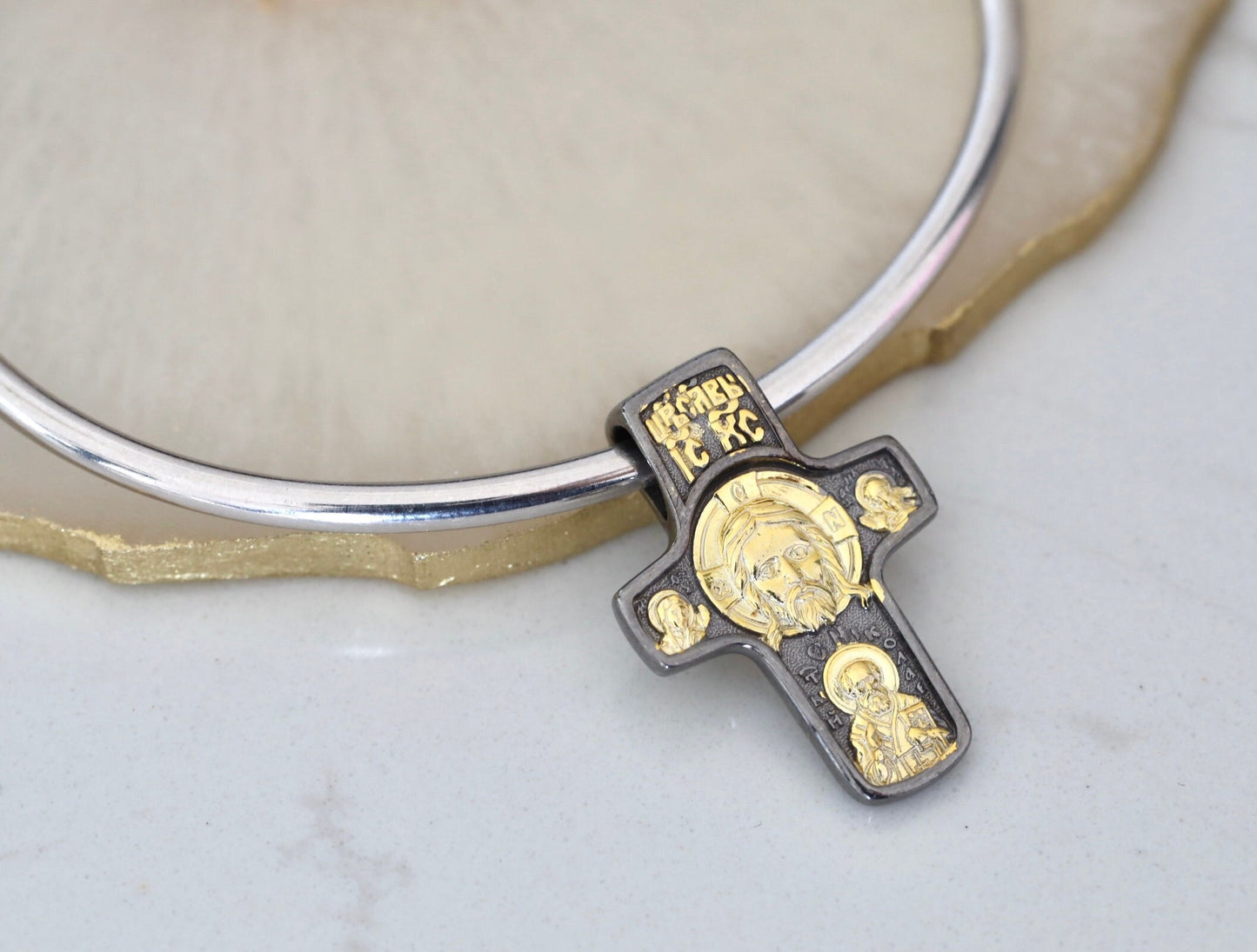 Cruz compatible con Pandora, cruz de plata de ley con rostro de Jesús, colgante de pulsera compatible con Pandora, encanto para pulsera de plata de Medjugorje