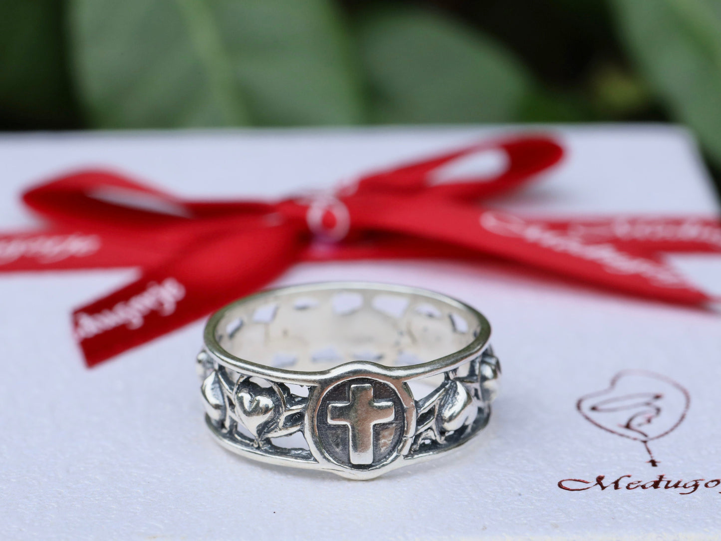 Anillo rosario, anillo rosario con corazones, rosario plata 925, anillo cruz vintage, anillo plata antigua con cruz, anillo oración
