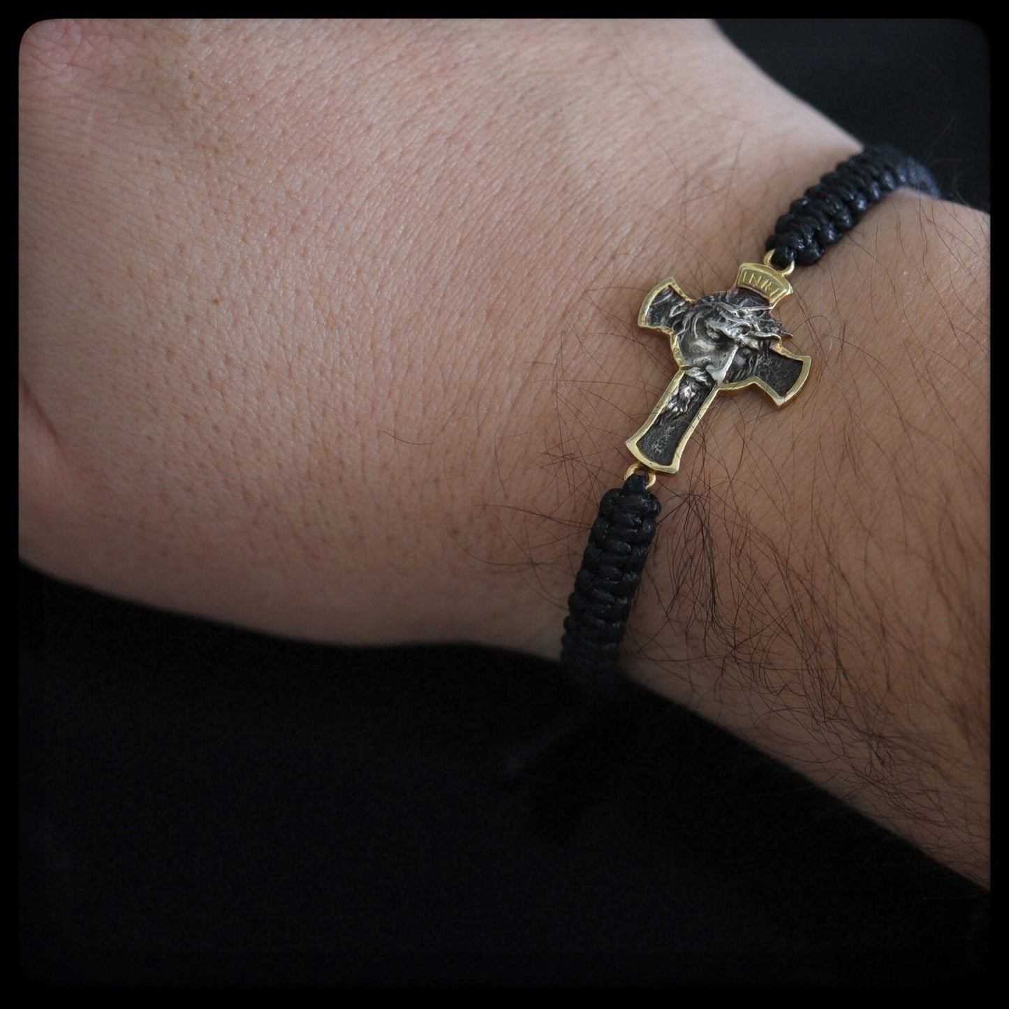 Pulsera Most Holy Face, pulsera cruzada, pulsera cruzada de plata de ley 925, pulsera Cara de Jesús, tamaño ajustable, pulsera macramé para hombre