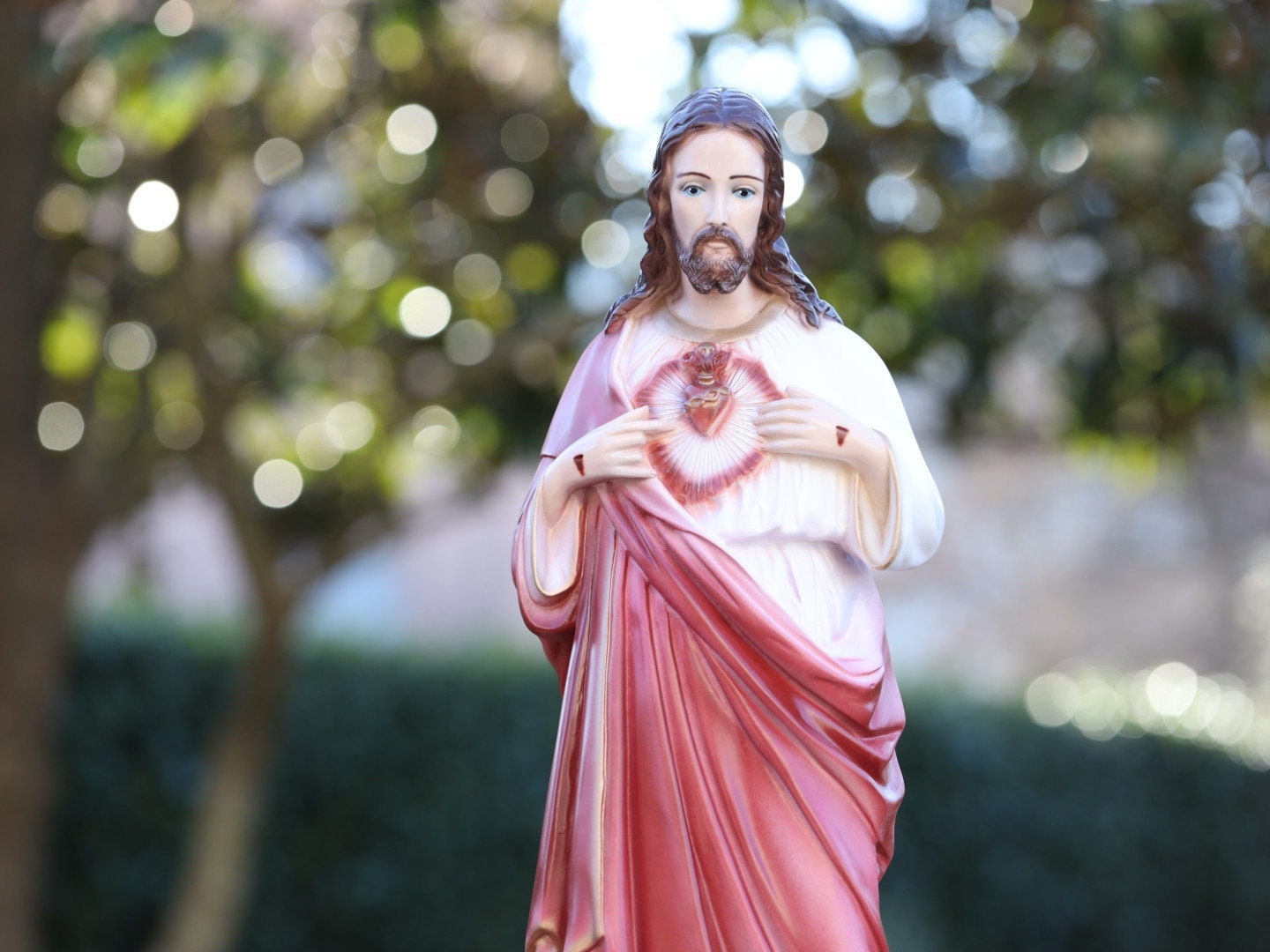 Estatua del Sagrado Corazón de Jesús, estatua al aire libre de 25 pulgadas de Jesucristo, estatua renacentista de Jesús, estatua de jardín de Nuestro Señor, estatua de Medjugorje