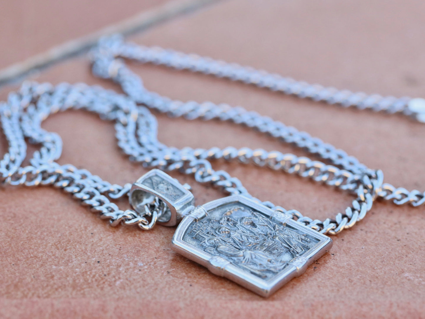 Medalla de la Santísima Trinidad, medalla bizantina, plata de ley 925, Santísima Trinidad bíblica, Yahvé se aparece a la medalla de Abraham, icono de Rublev de la Trinidad