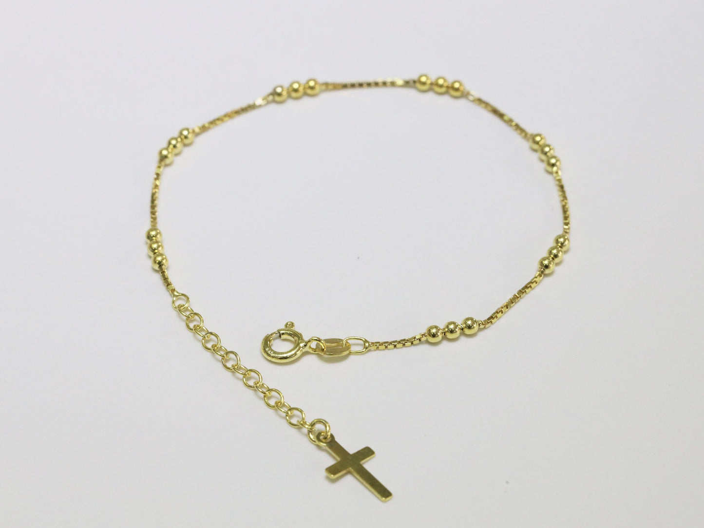 Pulsera de la corona de la paz, pulsera de rosario de plata de ley 925 chapada en oro, pulsera de rosario de Medjugorje, pulsera de rosario delicado para adolescentes